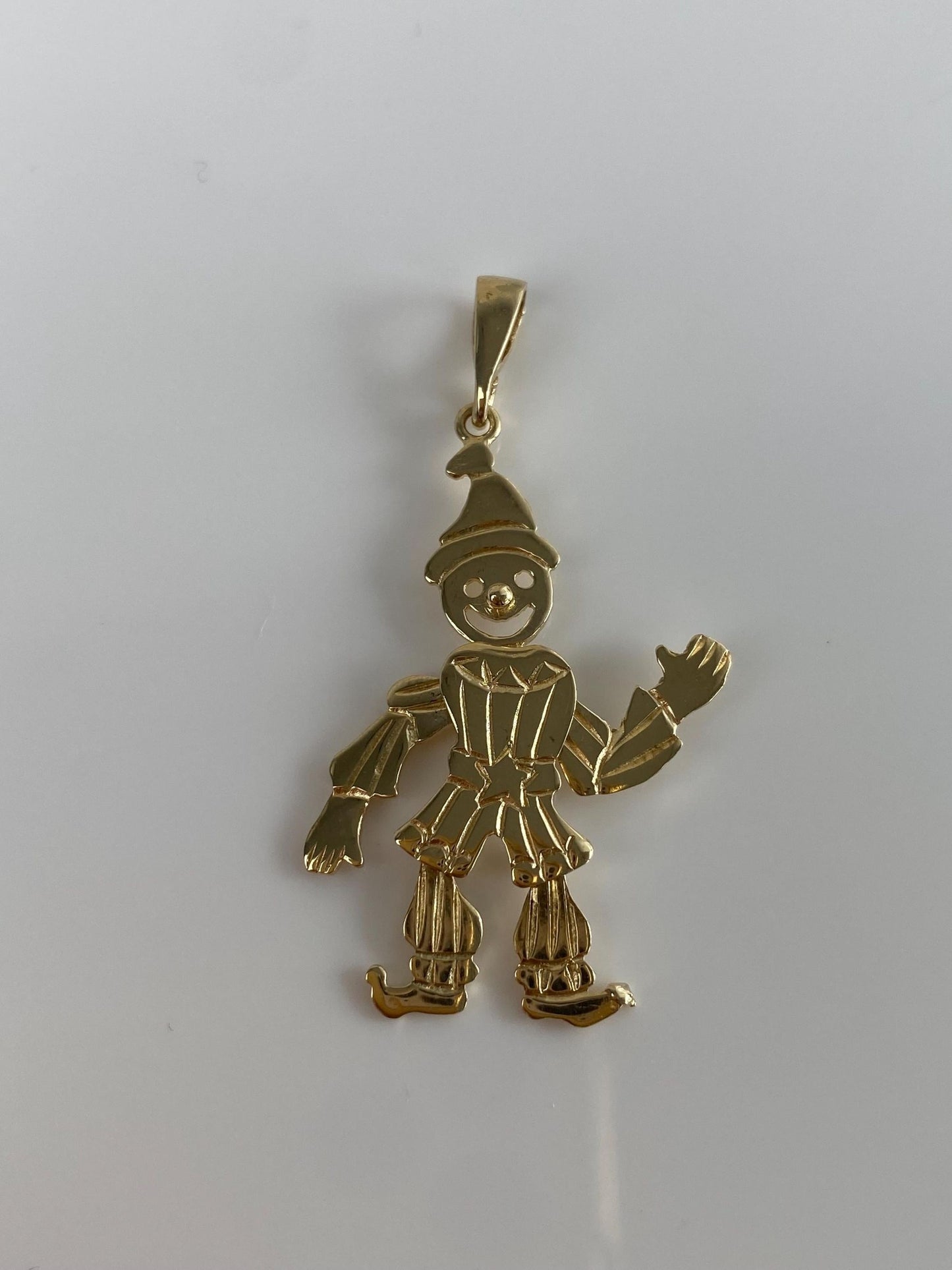 Vintage Solid 14k Yellow Gold Articulated Clown Charm