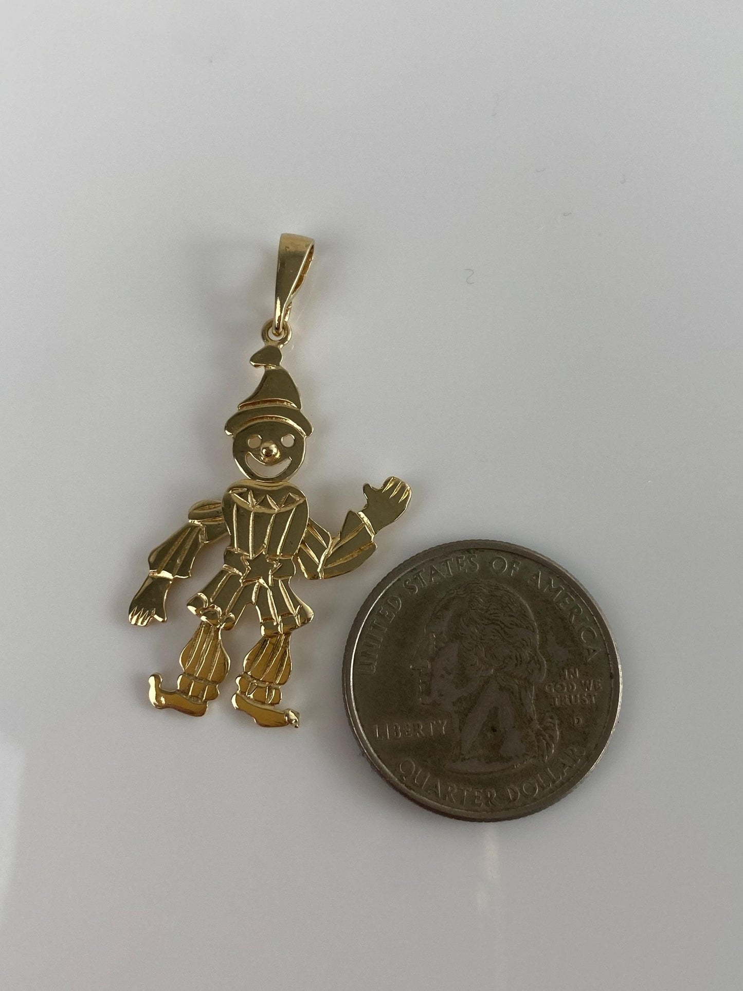 Vintage Solid 14k Yellow Gold Articulated Clown Charm