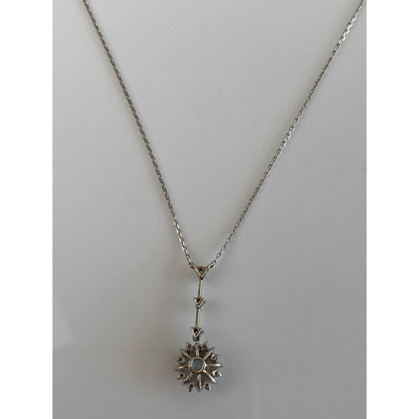 Vintage Solid 14k White Gold Cubic Zirconia Tight Biker Link Chain Necklace - 17 inches