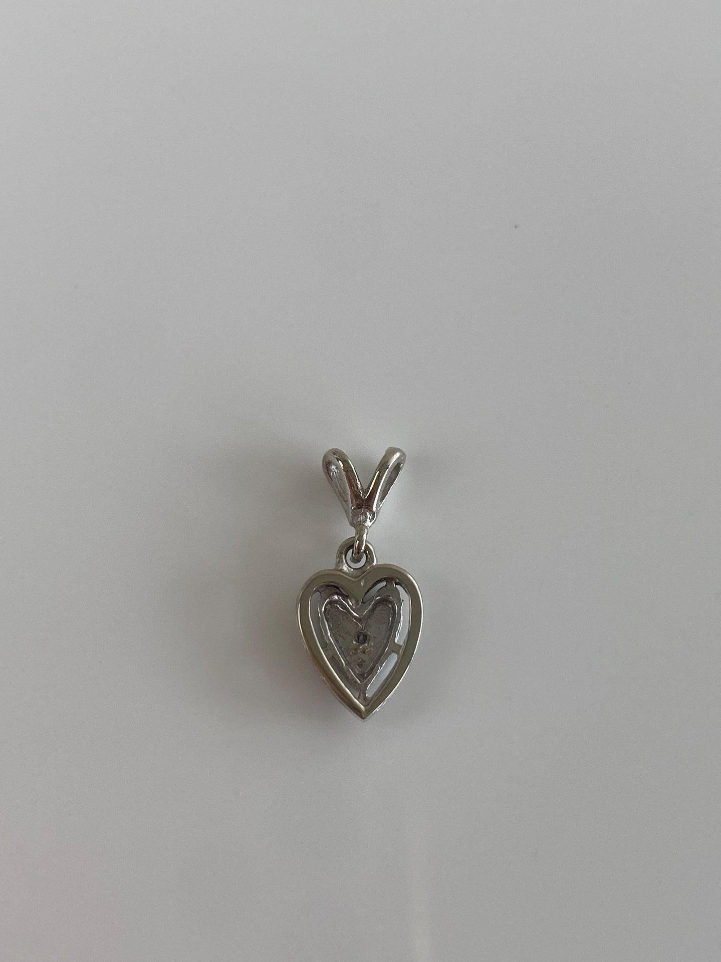 Vintage Solid 14k White Gold Star Set Diamond Heart Charm