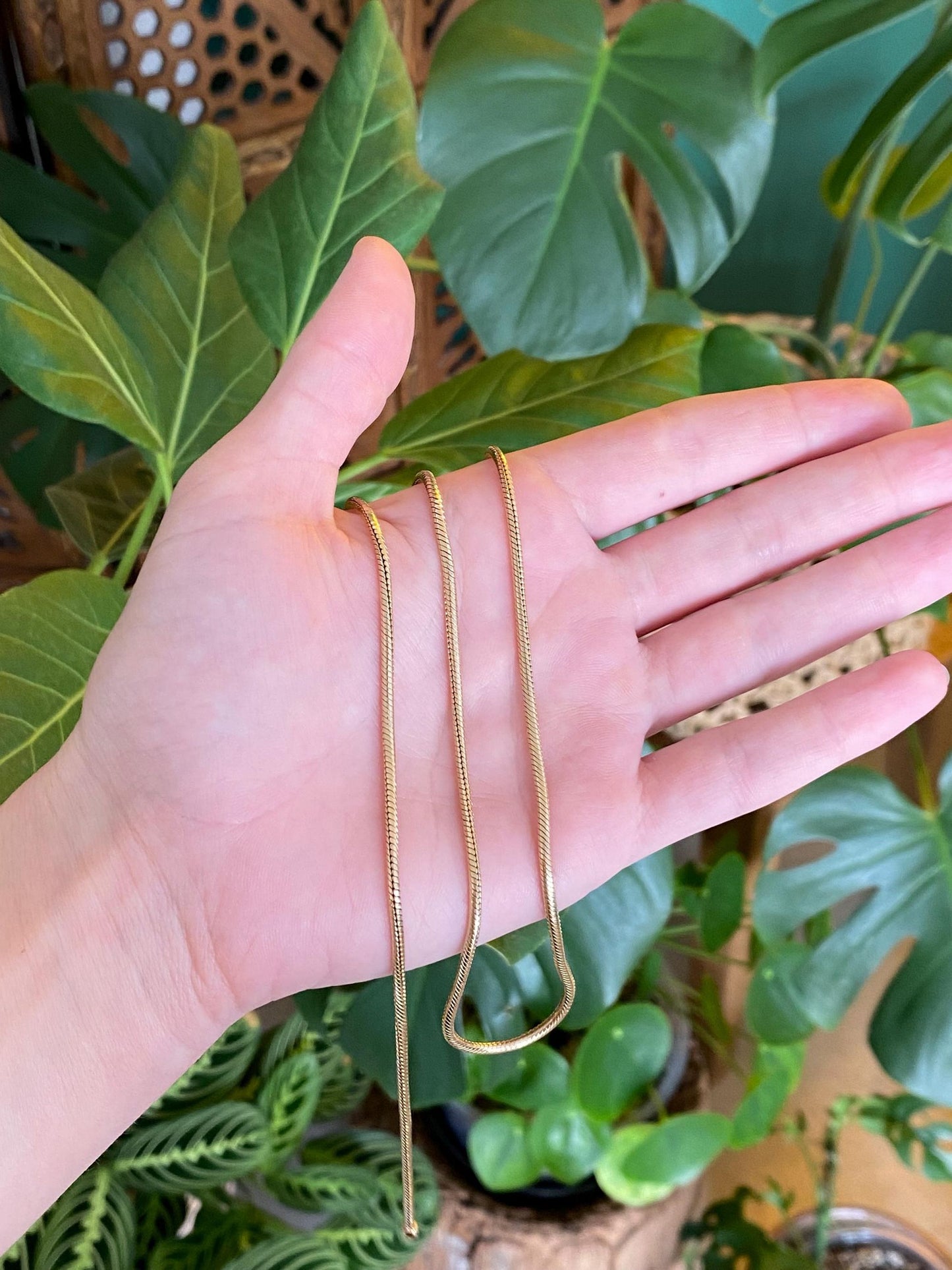 Vintage Solid 14k Yellow Gold Chunky Snake Chain Necklace - 24.5 inches