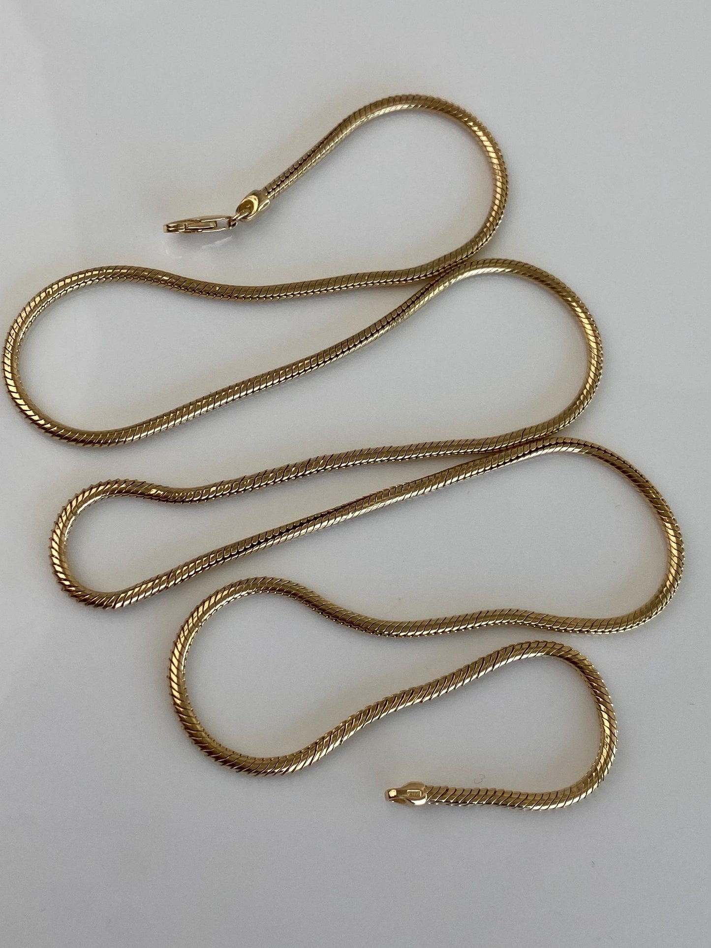 Vintage Solid 14k Yellow Gold Chunky Snake Chain Necklace - 24.5 inches