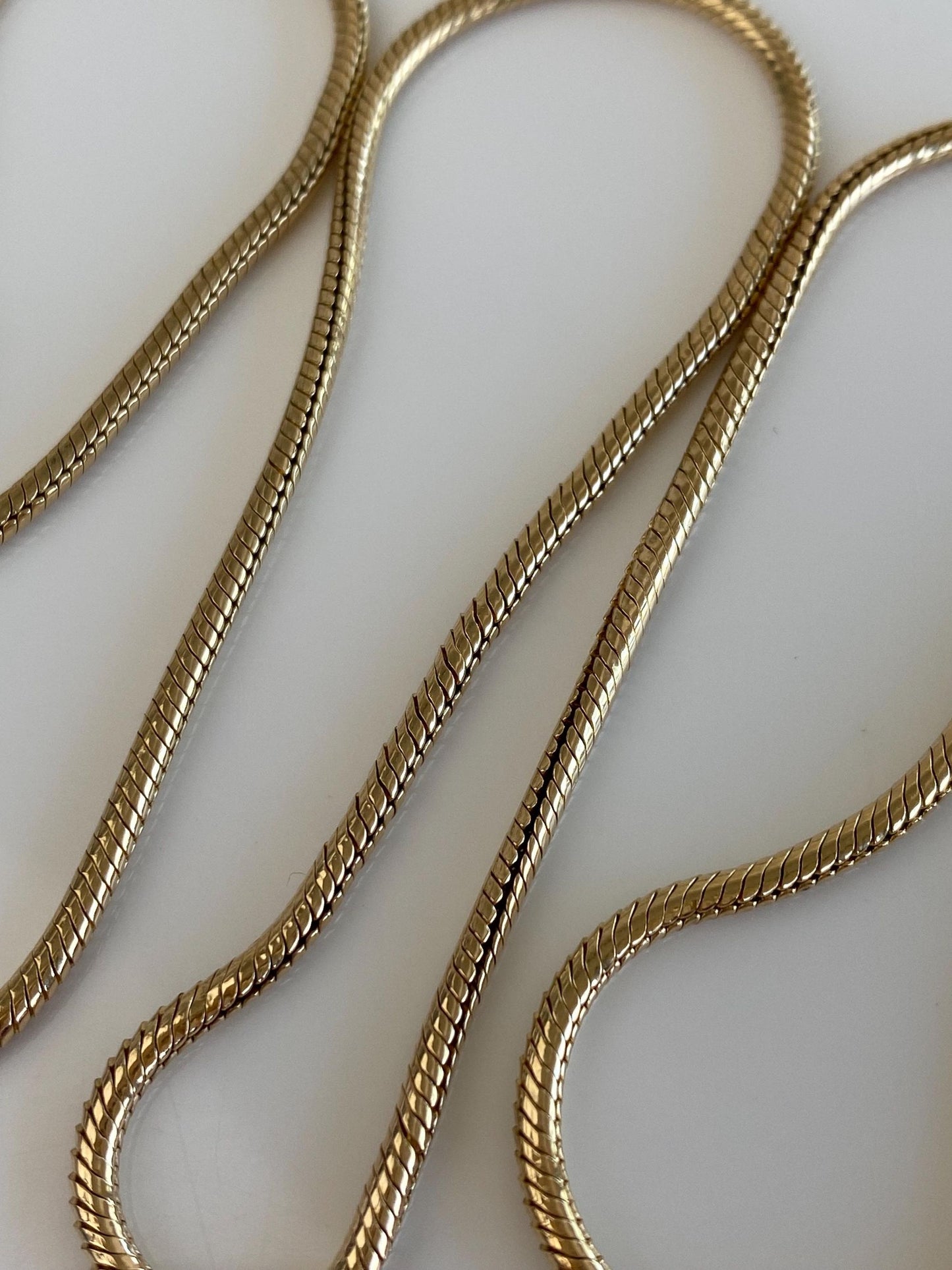 Vintage Solid 14k Yellow Gold Chunky Snake Chain Necklace - 24.5 inches