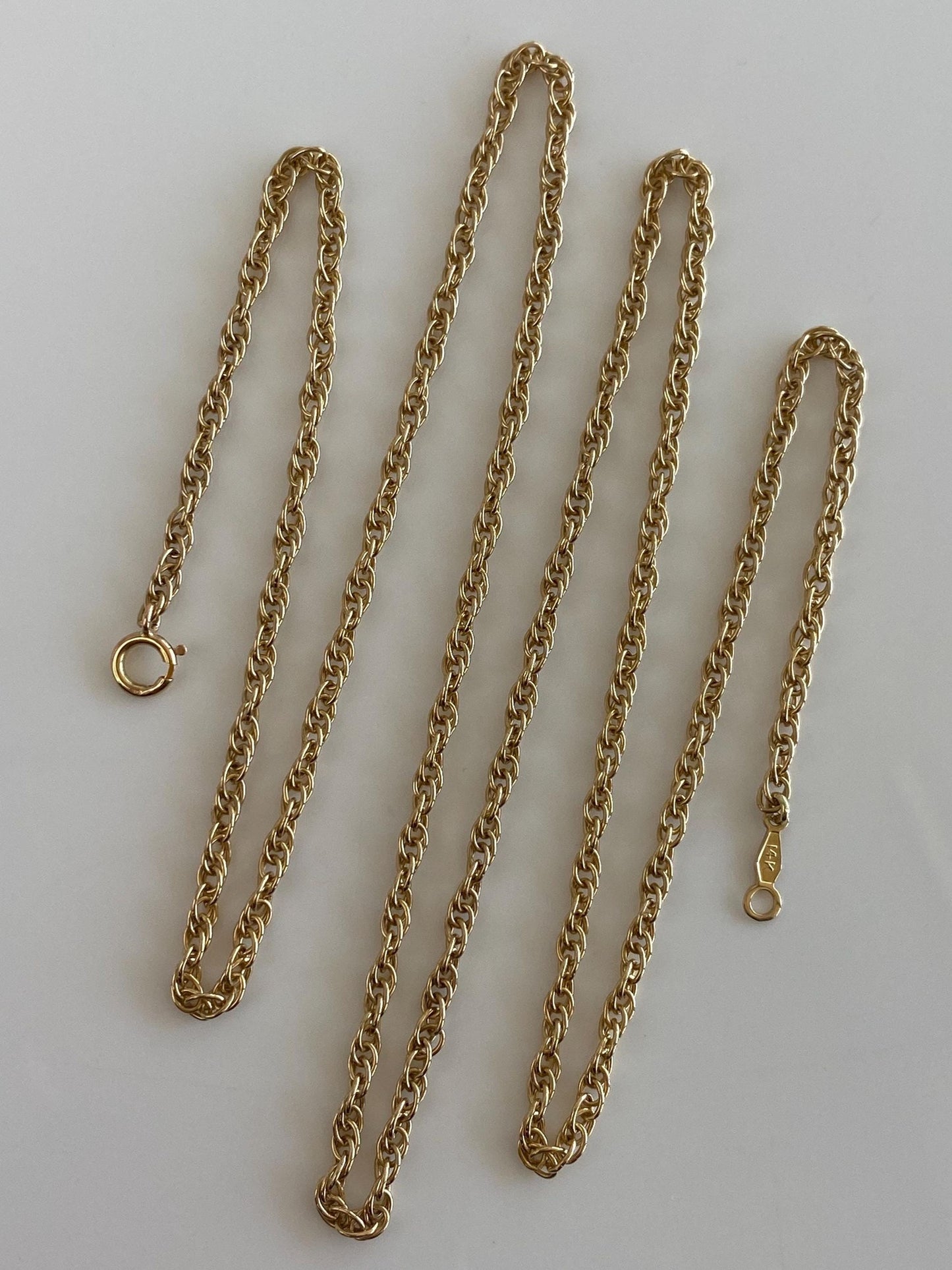 Vintage Solid 14k Yellow Gold Long Chain Necklace - 24.75 inches