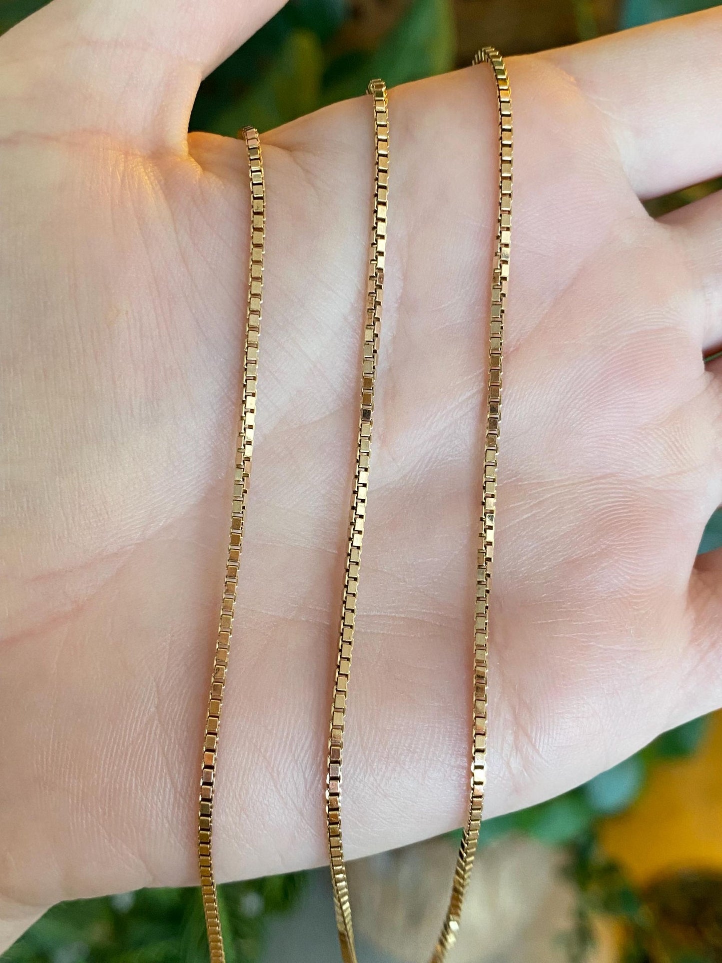 Vintage Solid 10k Yellow Gold Chunky Box Chain Necklace - 24 inches