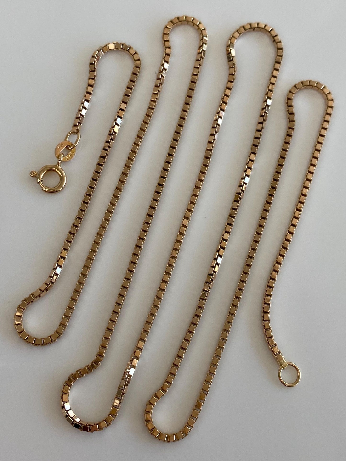 Vintage Solid 10k Yellow Gold Chunky Box Chain Necklace - 24 inches