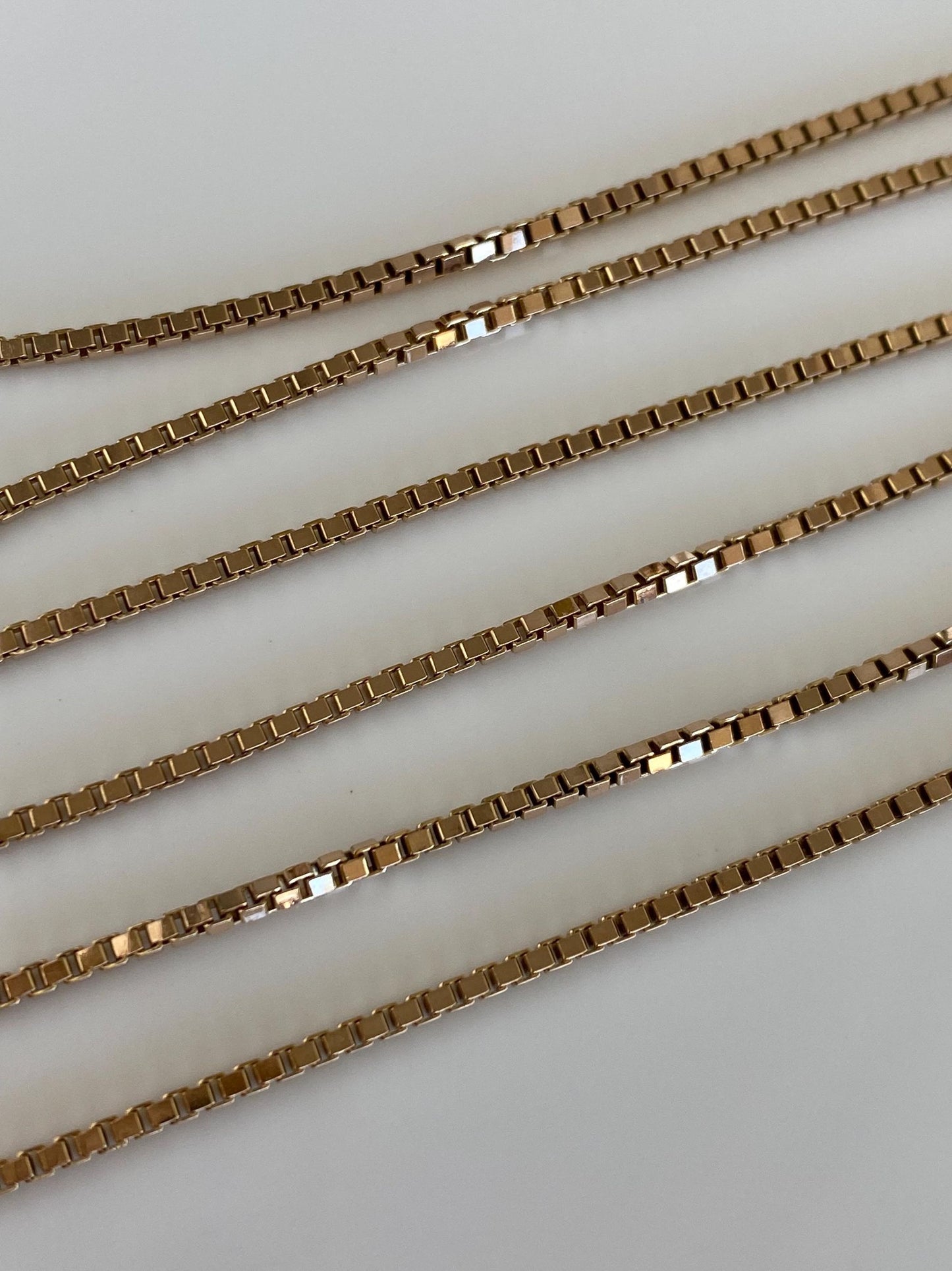 Vintage Solid 10k Yellow Gold Chunky Box Chain Necklace - 24 inches