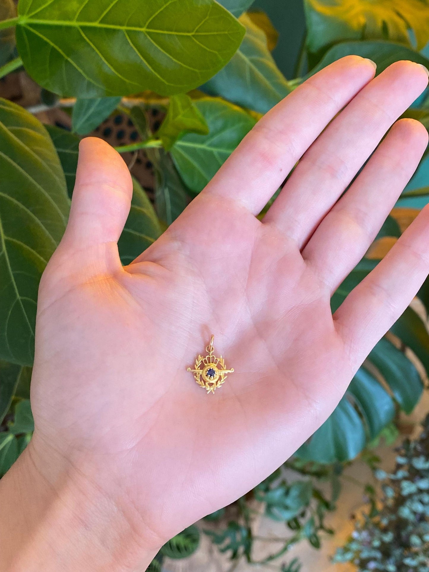 Solid 14k Yellow Gold Blue Sapphire Stick Pin Conversion Charm