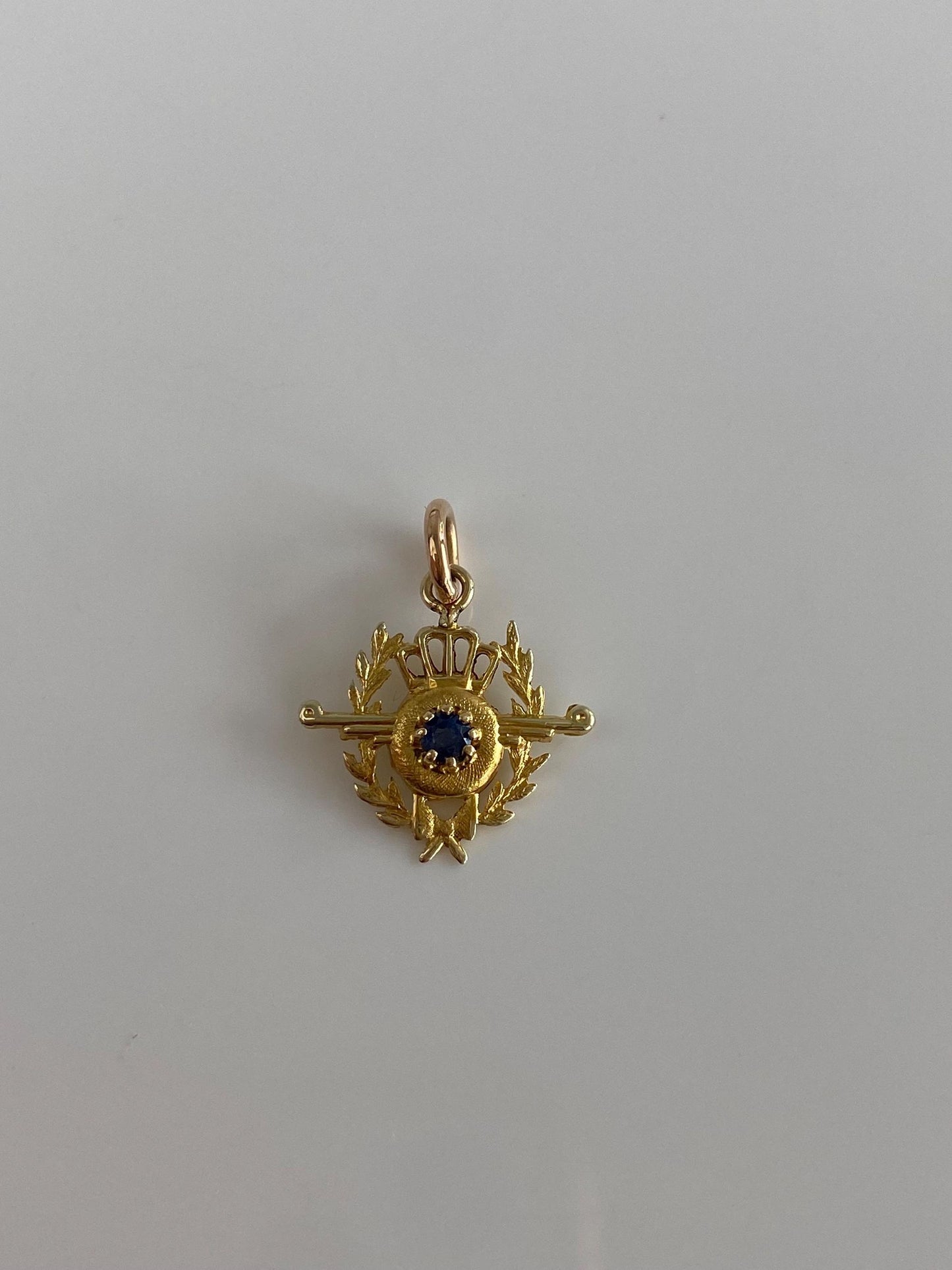 Solid 14k Yellow Gold Blue Sapphire Stick Pin Conversion Charm