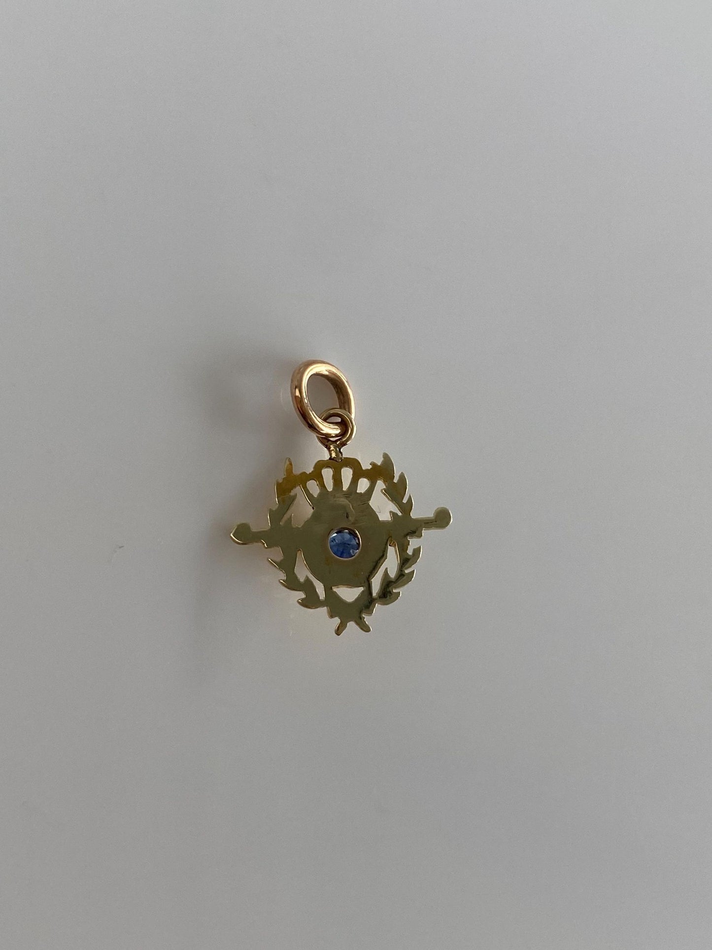 Solid 14k Yellow Gold Blue Sapphire Stick Pin Conversion Charm