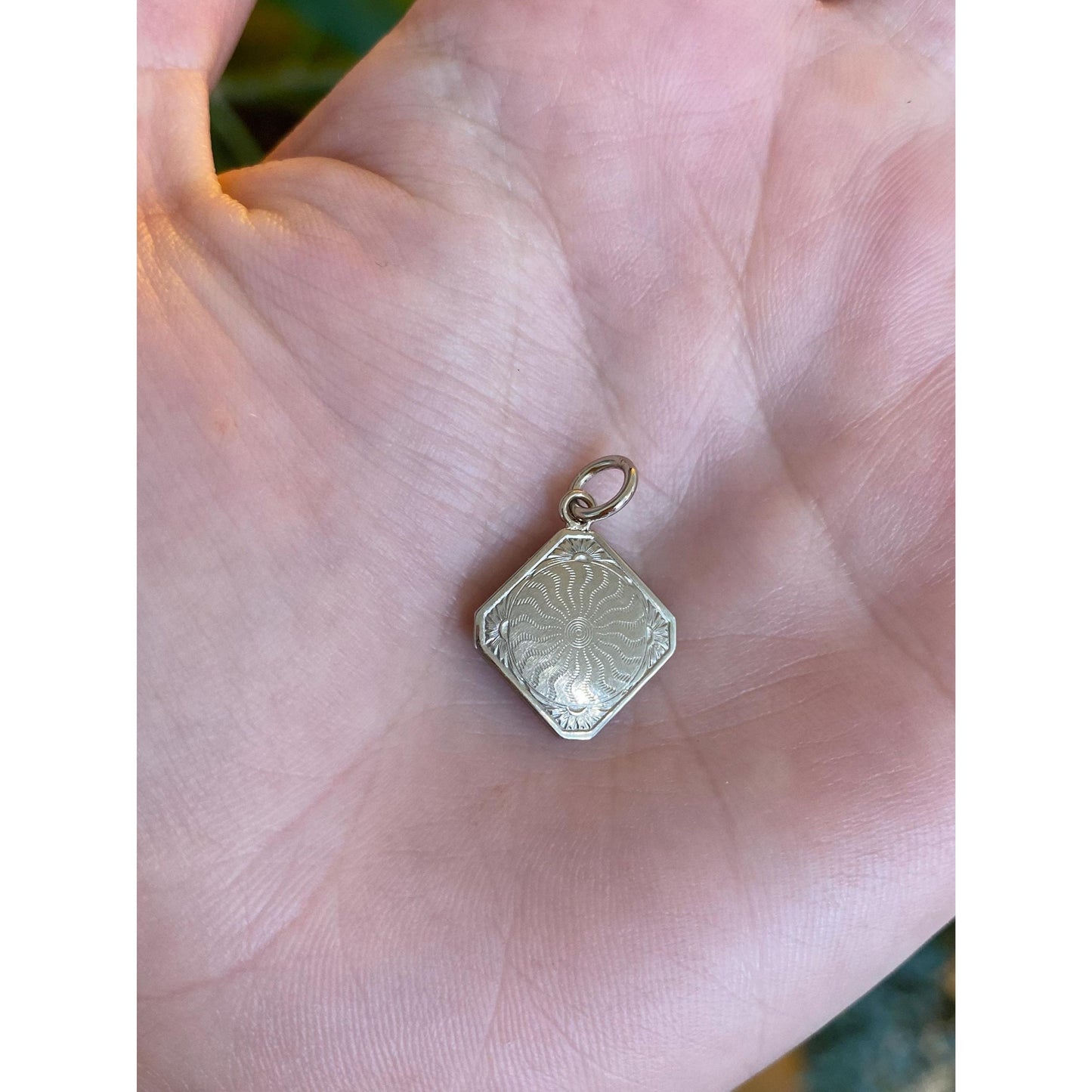 Solid 10k White Gold Pattern Cufflink Conversion Charm