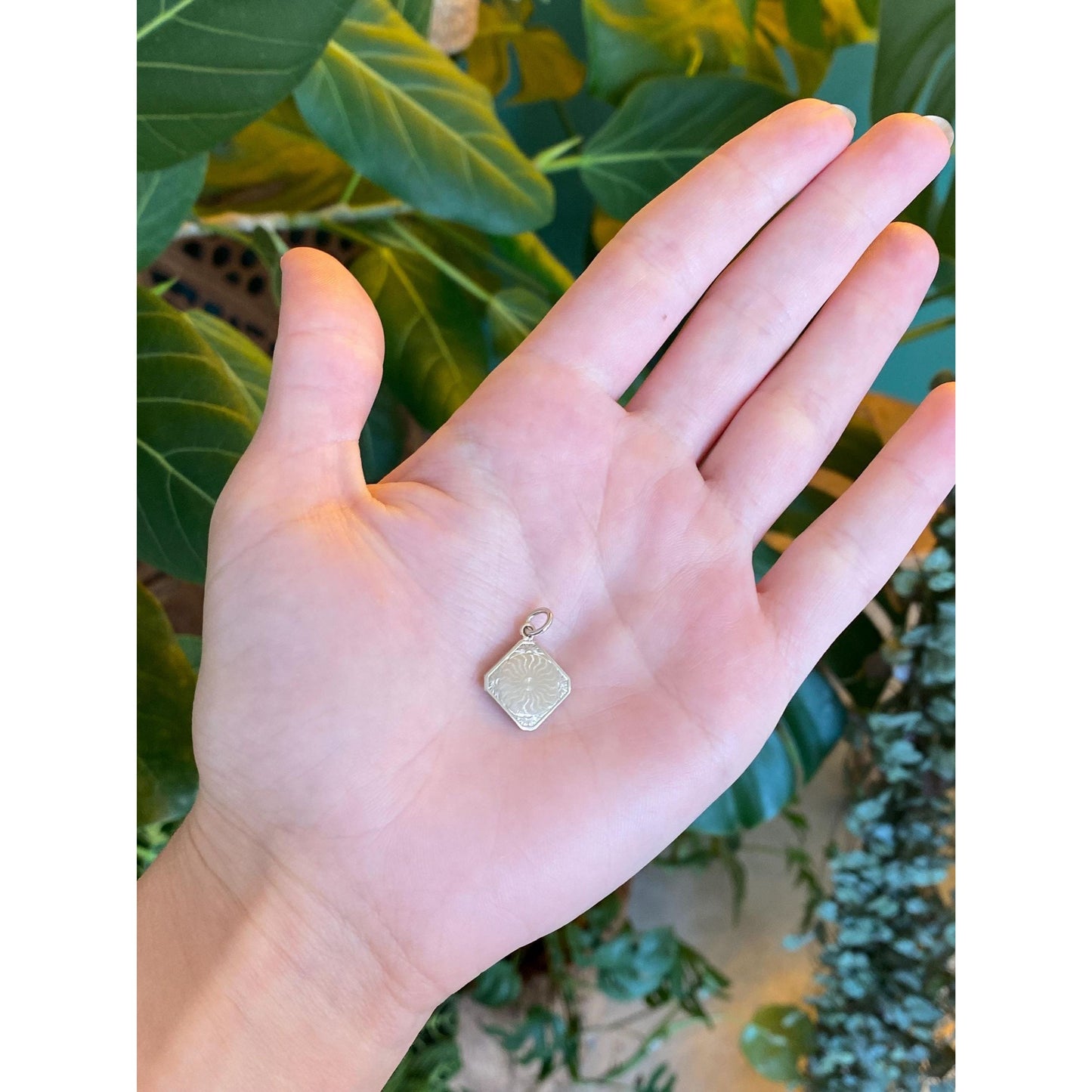 Solid 10k White Gold Pattern Cufflink Conversion Charm