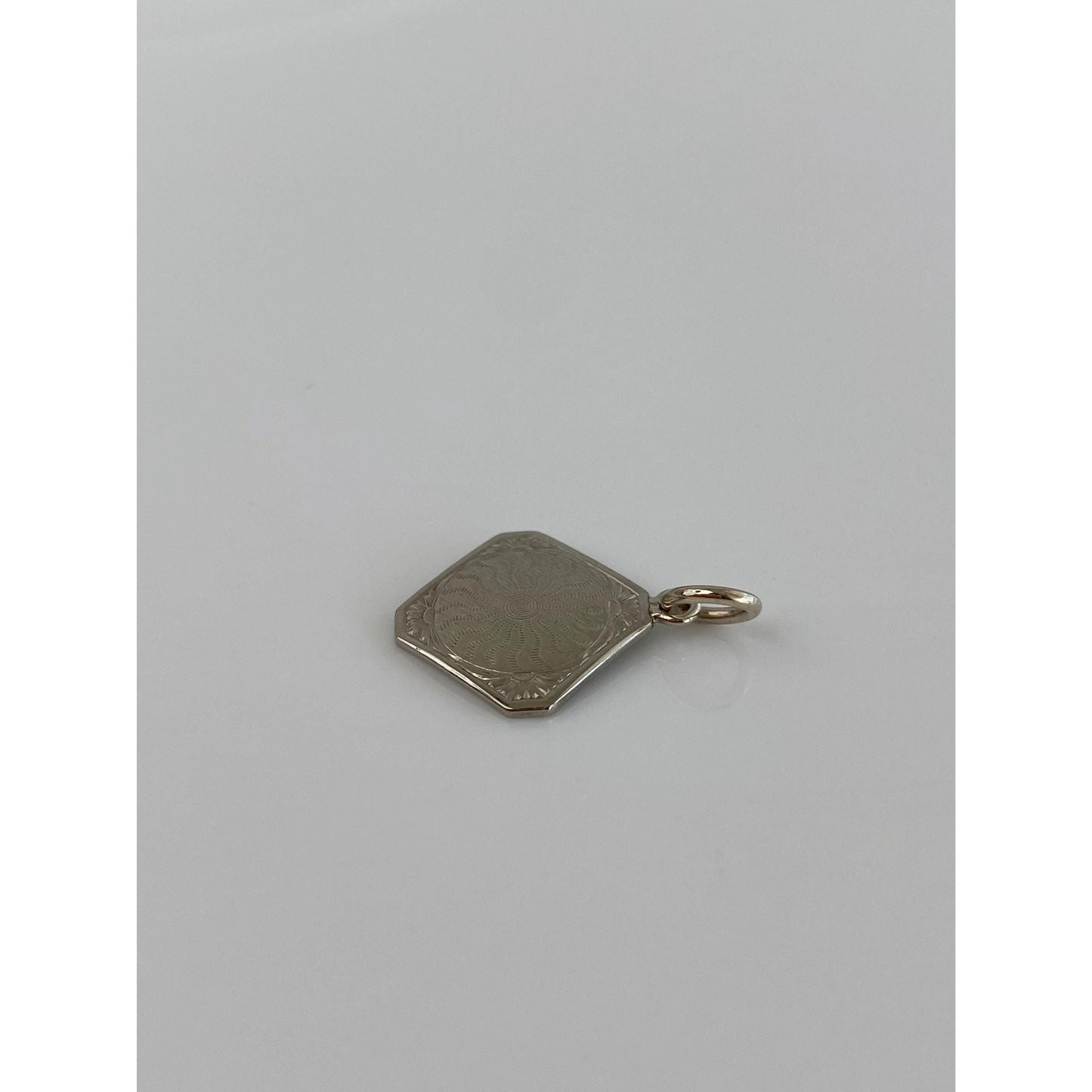 Solid 10k White Gold Pattern Cufflink Conversion Charm