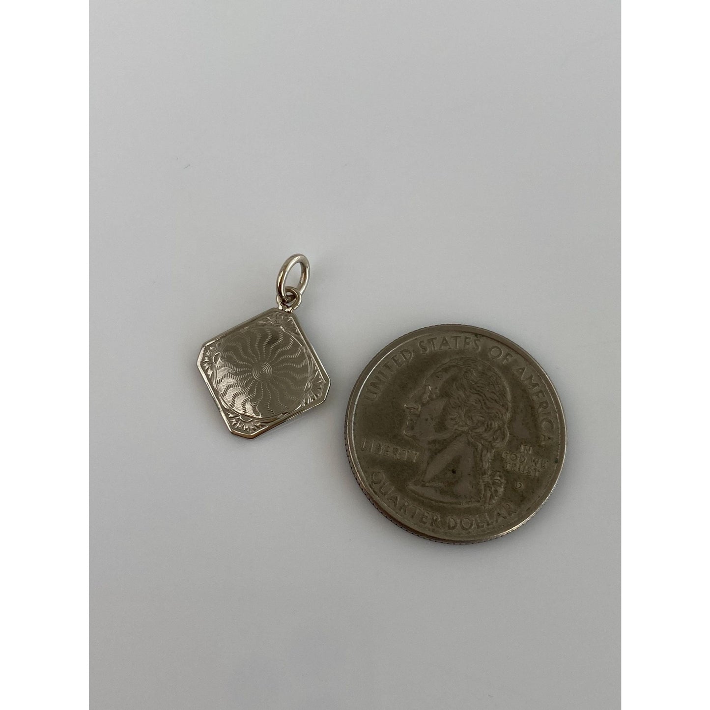 Solid 10k White Gold Pattern Cufflink Conversion Charm