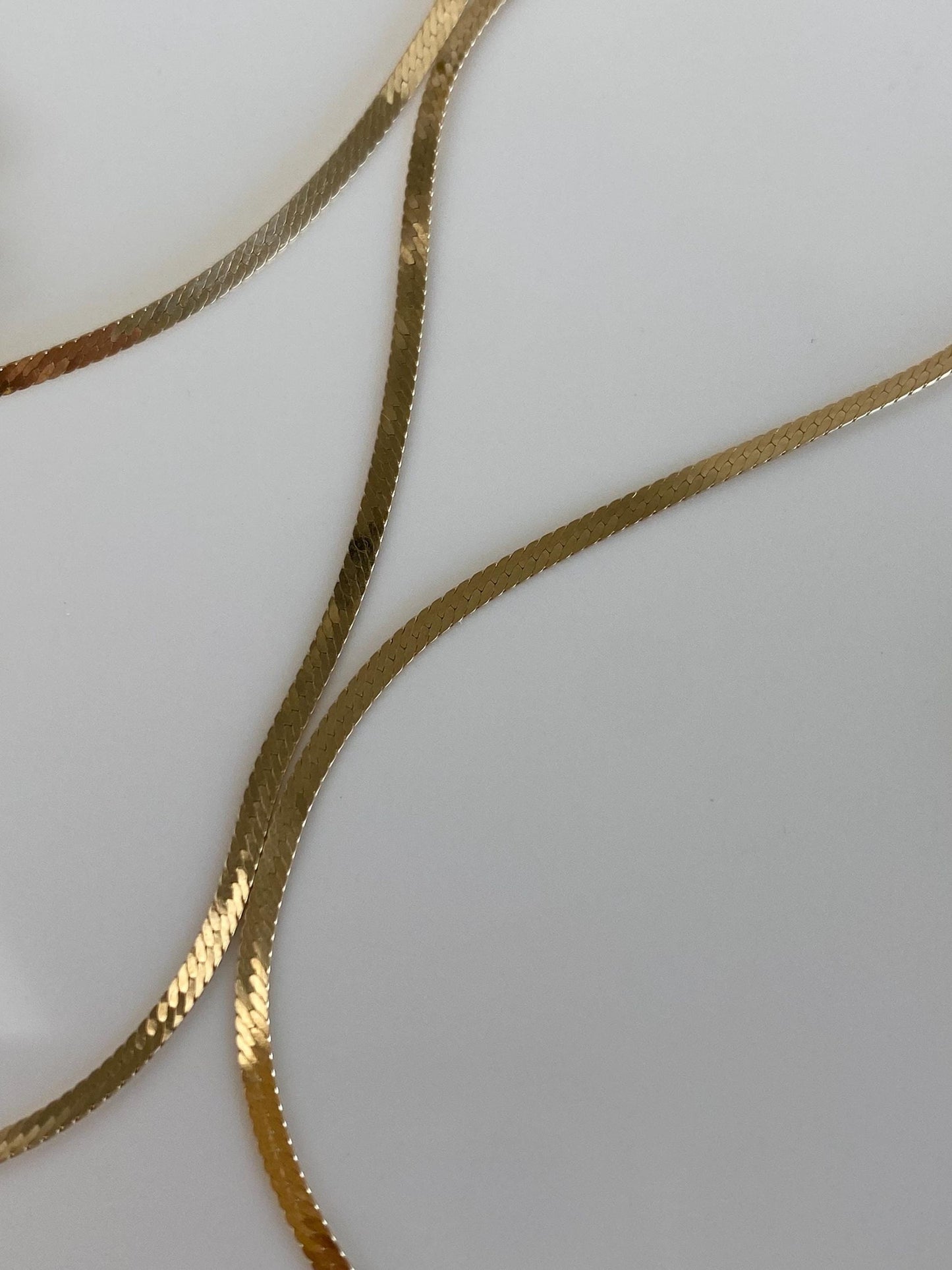 Vintage Solid 14k Yellow Gold Pattern Flat Chain Necklace - 18 inches