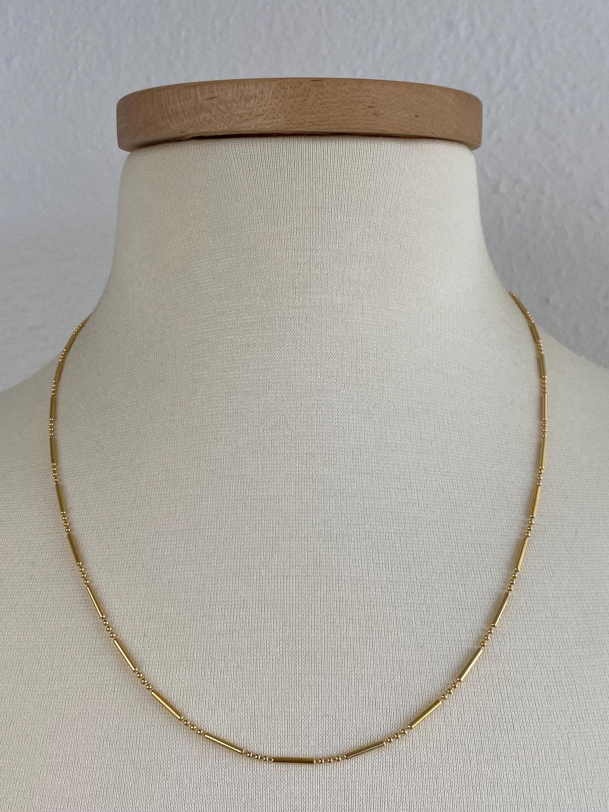 Vintage 14k Yellow Gold Tube Bead Ball Chain Necklace - 21.75 inches