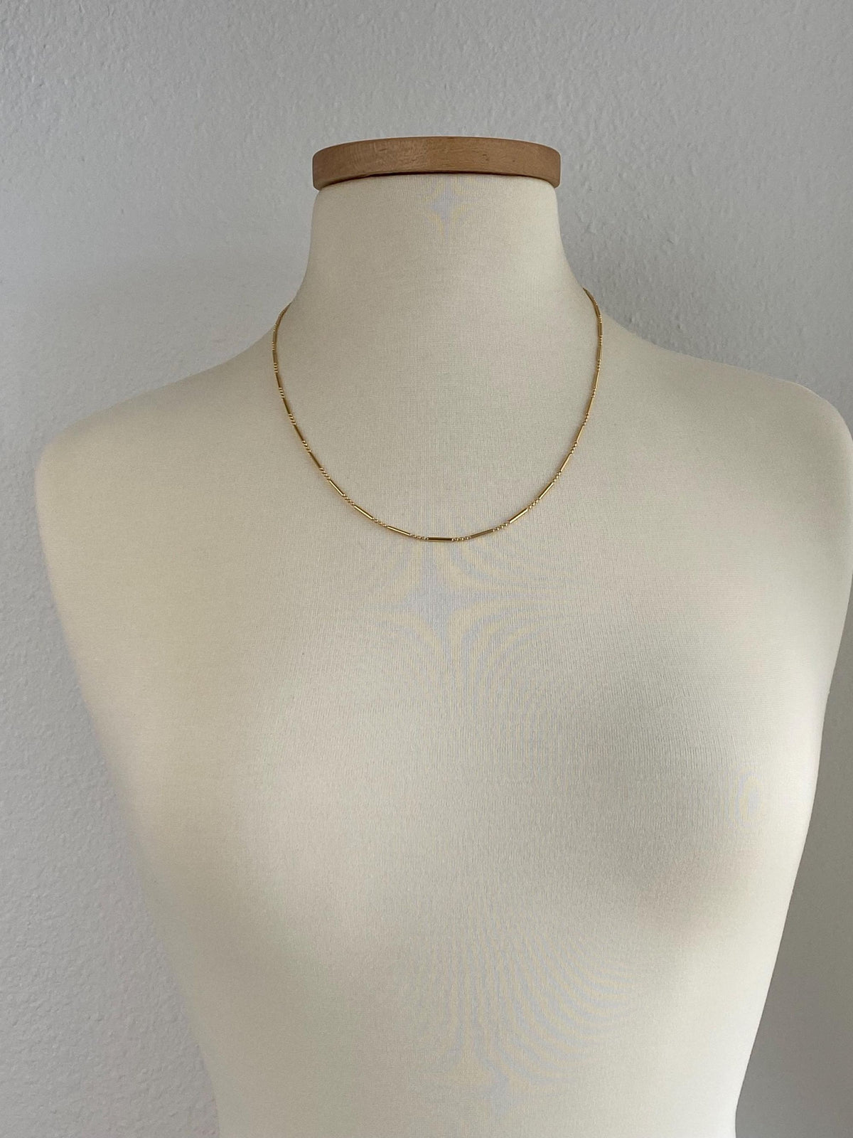 Vintage 14k Yellow Gold Tube Bead Ball Chain Necklace - 21.75 inches