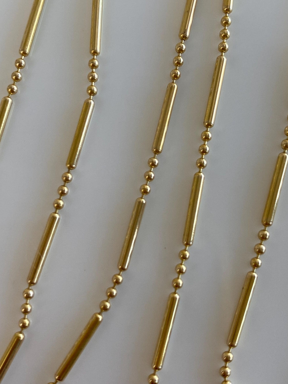 Vintage 14k Yellow Gold Tube Bead Ball Chain Necklace - 21.75 inches