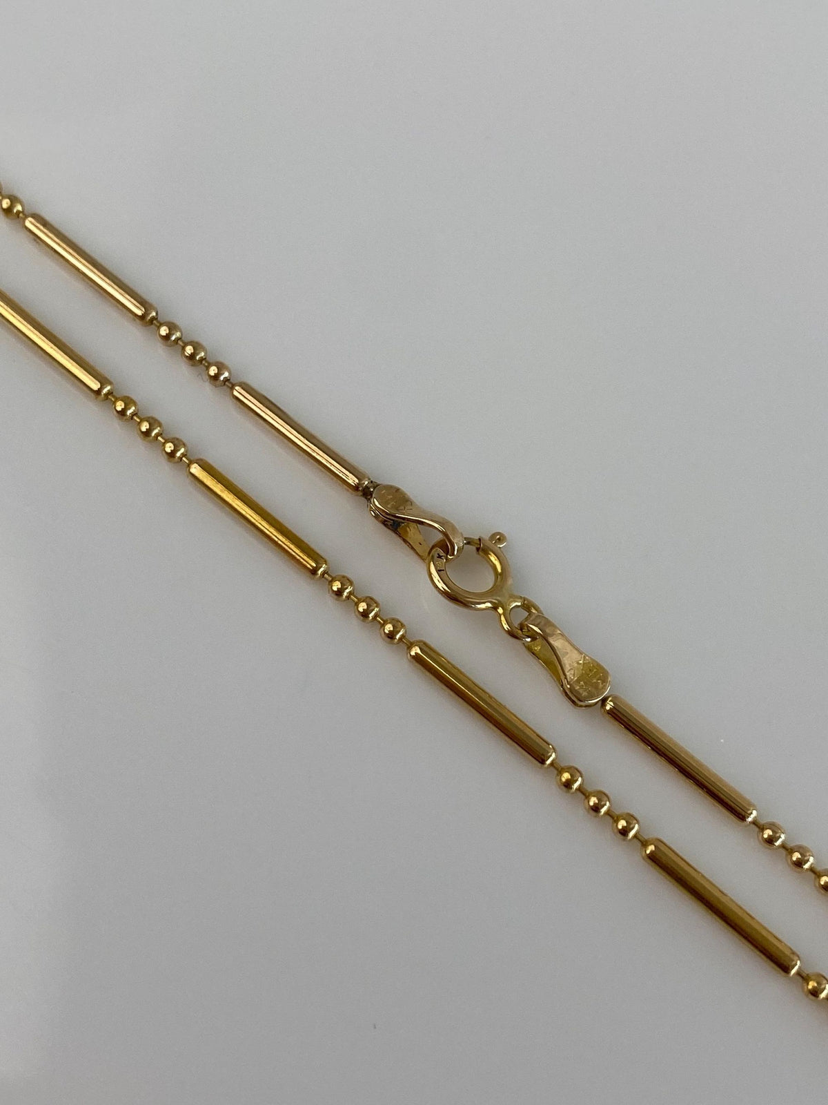 Vintage 14k Yellow Gold Tube Bead Ball Chain Necklace - 21.75 inches