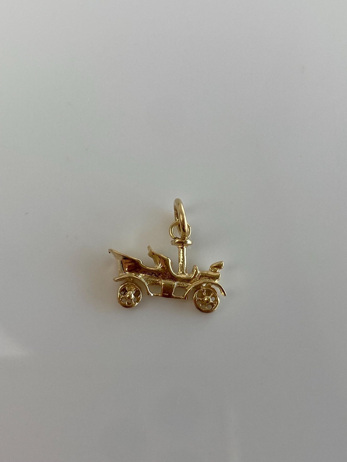 Vintage Solid 10k Yellow Gold Old Timey Car Charm