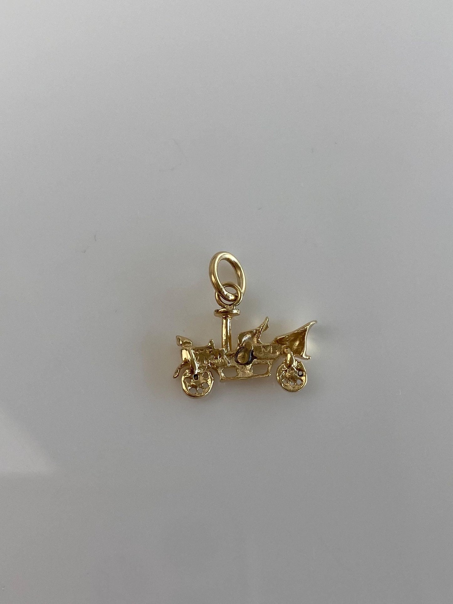 Vintage Solid 10k Yellow Gold Old Timey Car Charm