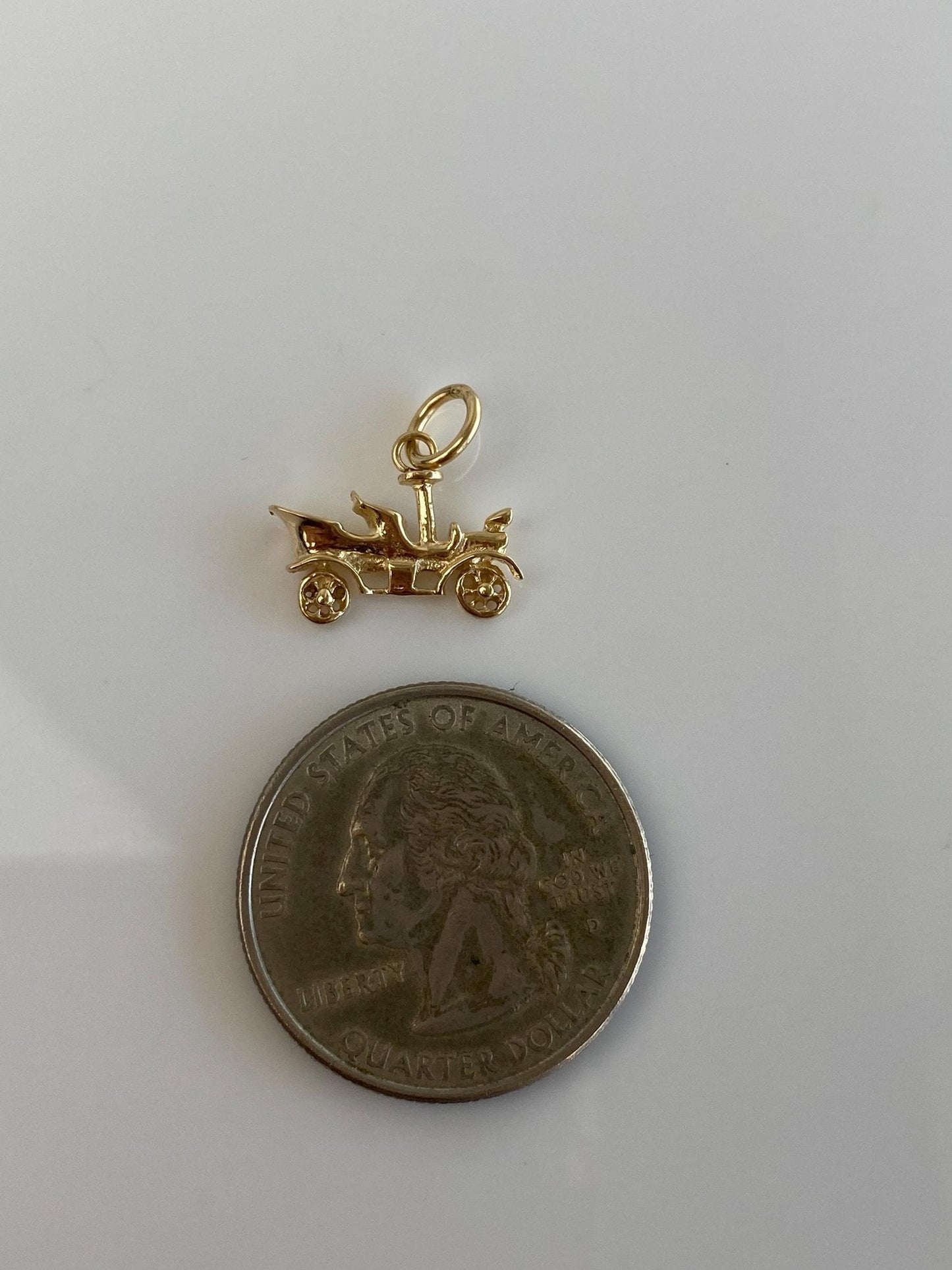 Vintage Solid 10k Yellow Gold Old Timey Car Charm