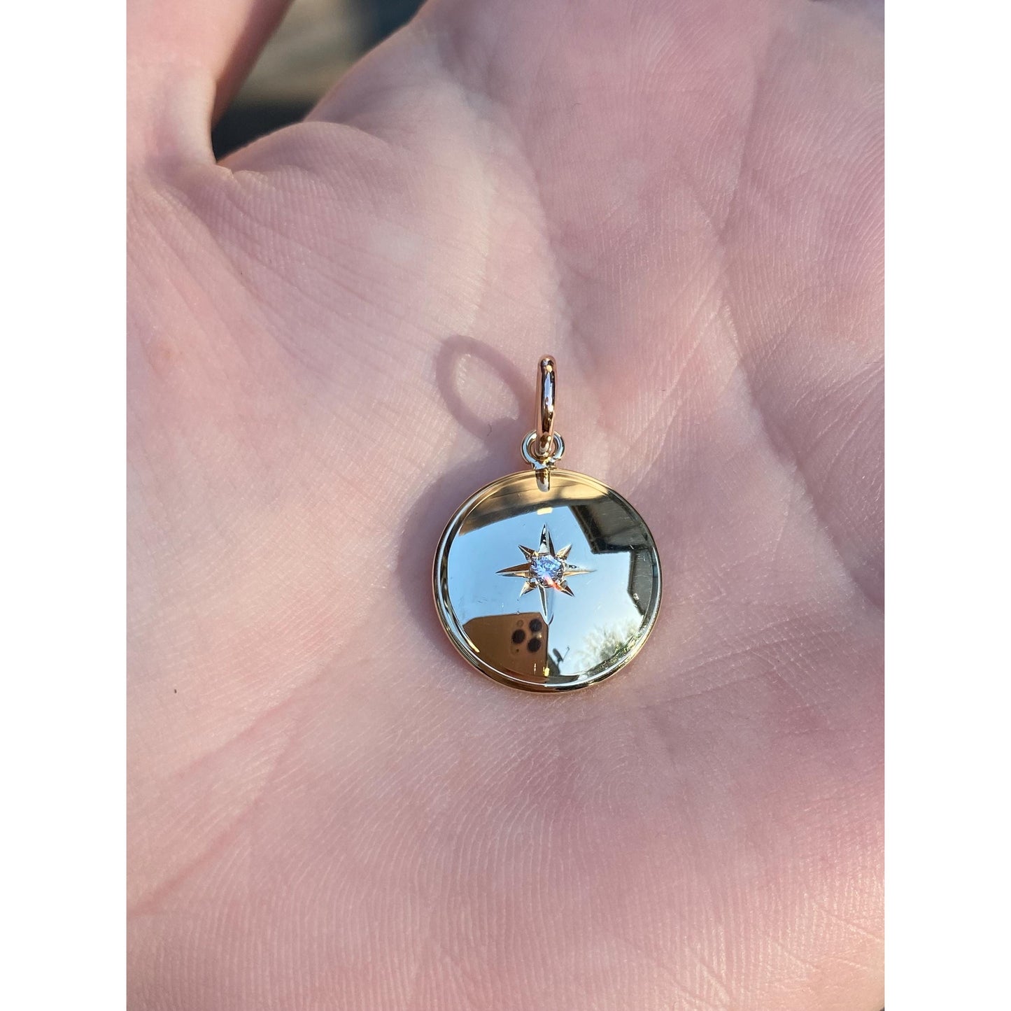 Vintage Solid 14k Yellow Gold Star Set Diamond Cufflink Conversion Charm