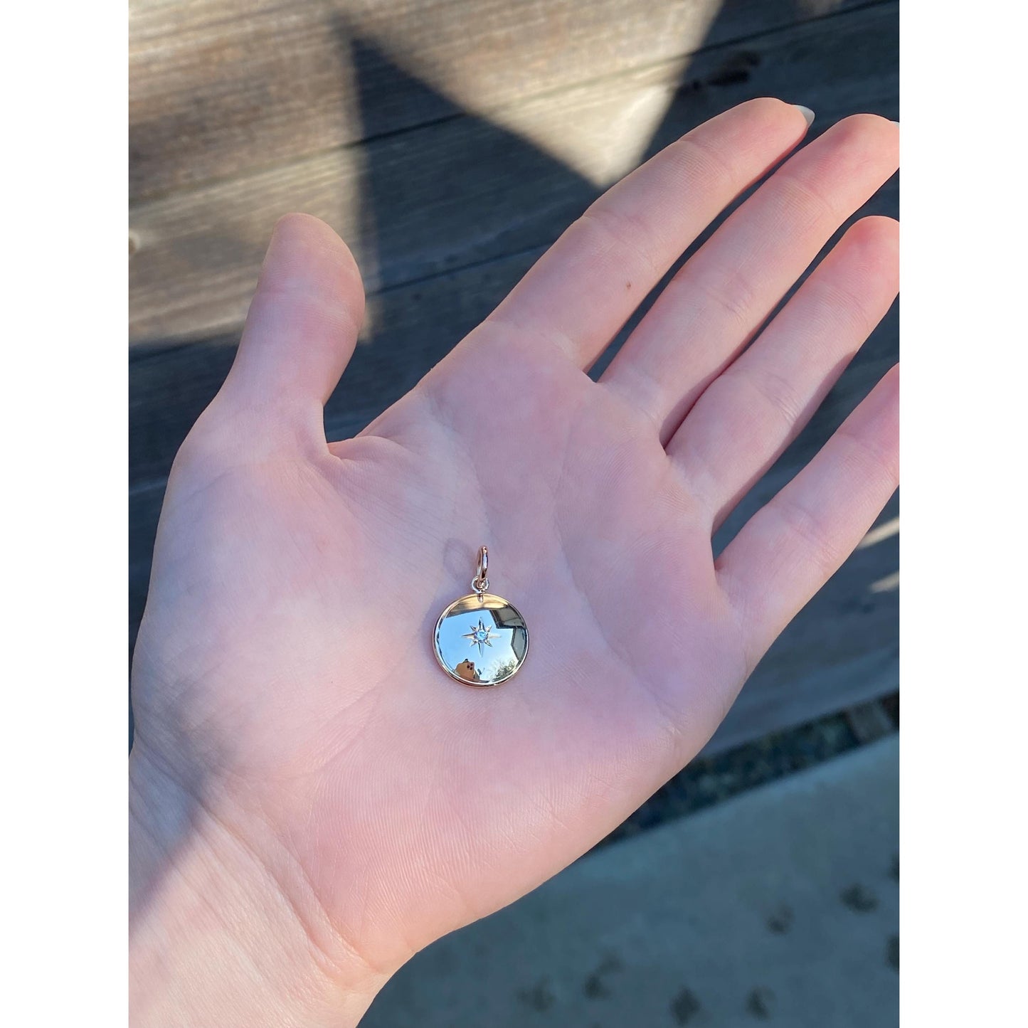 Vintage Solid 14k Yellow Gold Star Set Diamond Cufflink Conversion Charm