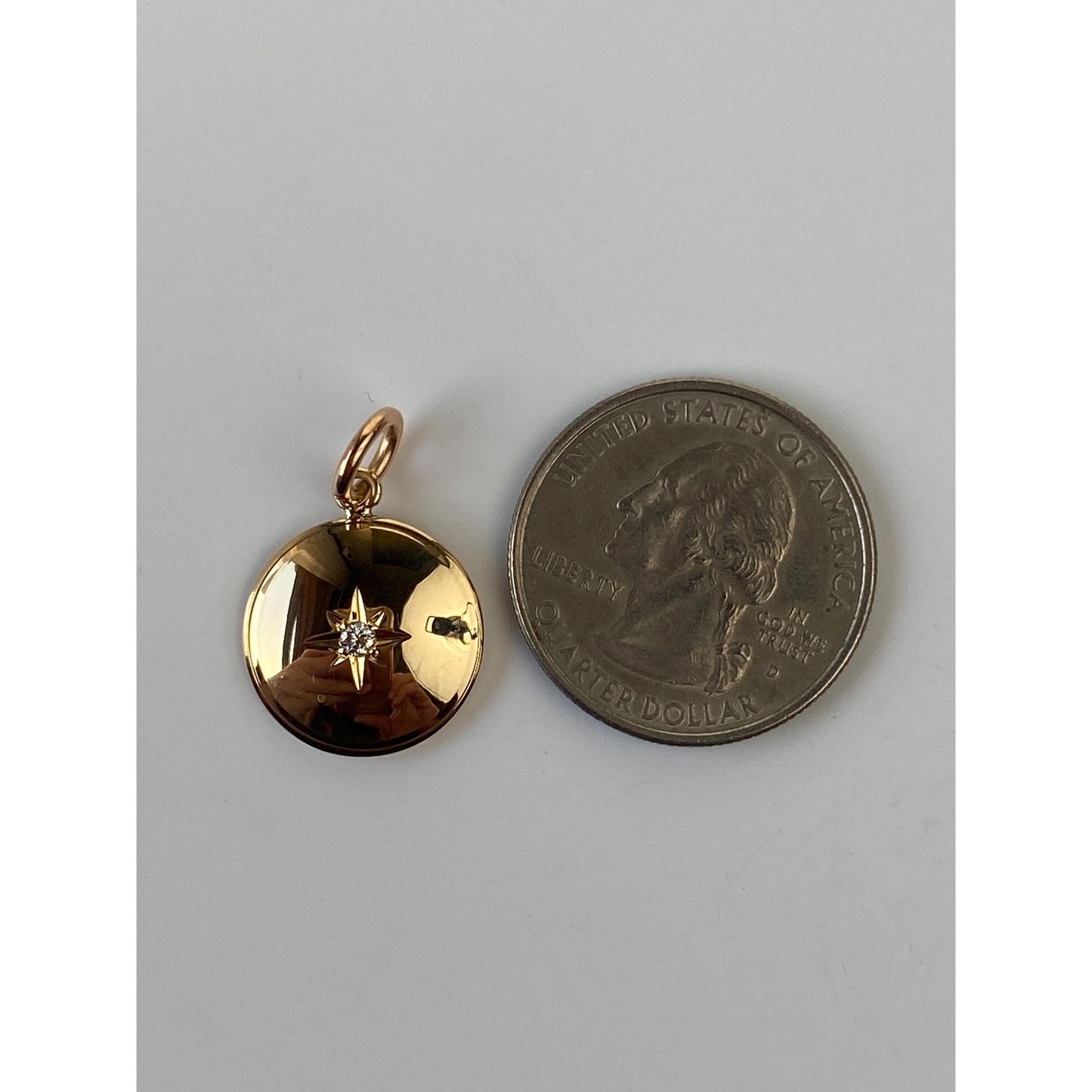 Vintage Solid 14k Yellow Gold Star Set Diamond Cufflink Conversion Charm