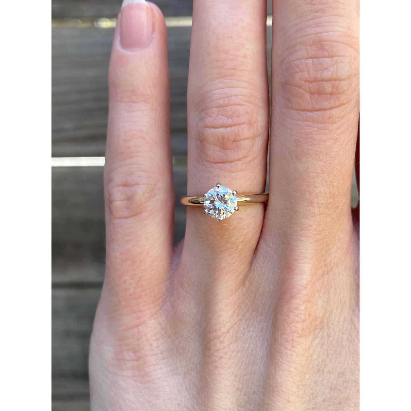 Solid 14k Yellow Gold Cubic Zirconia Solitaire Ring - Size 5.75