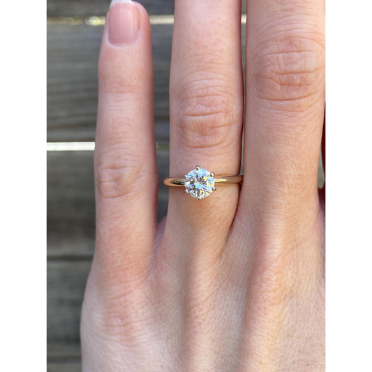 Solid 14k Yellow Gold Cubic Zirconia Solitaire Ring - Size 5.75