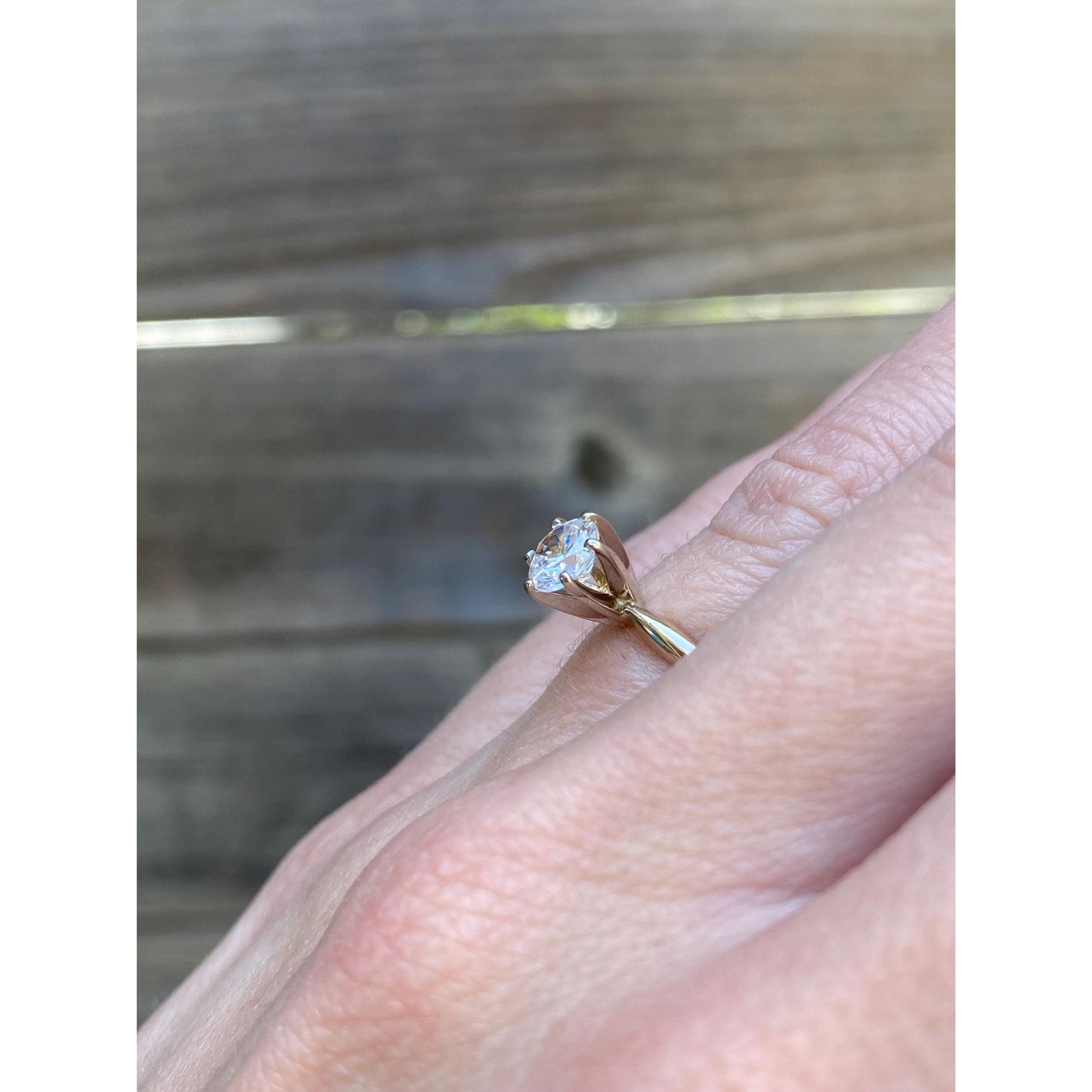 Solid 14k Yellow Gold Cubic Zirconia Solitaire Ring - Size 5.75