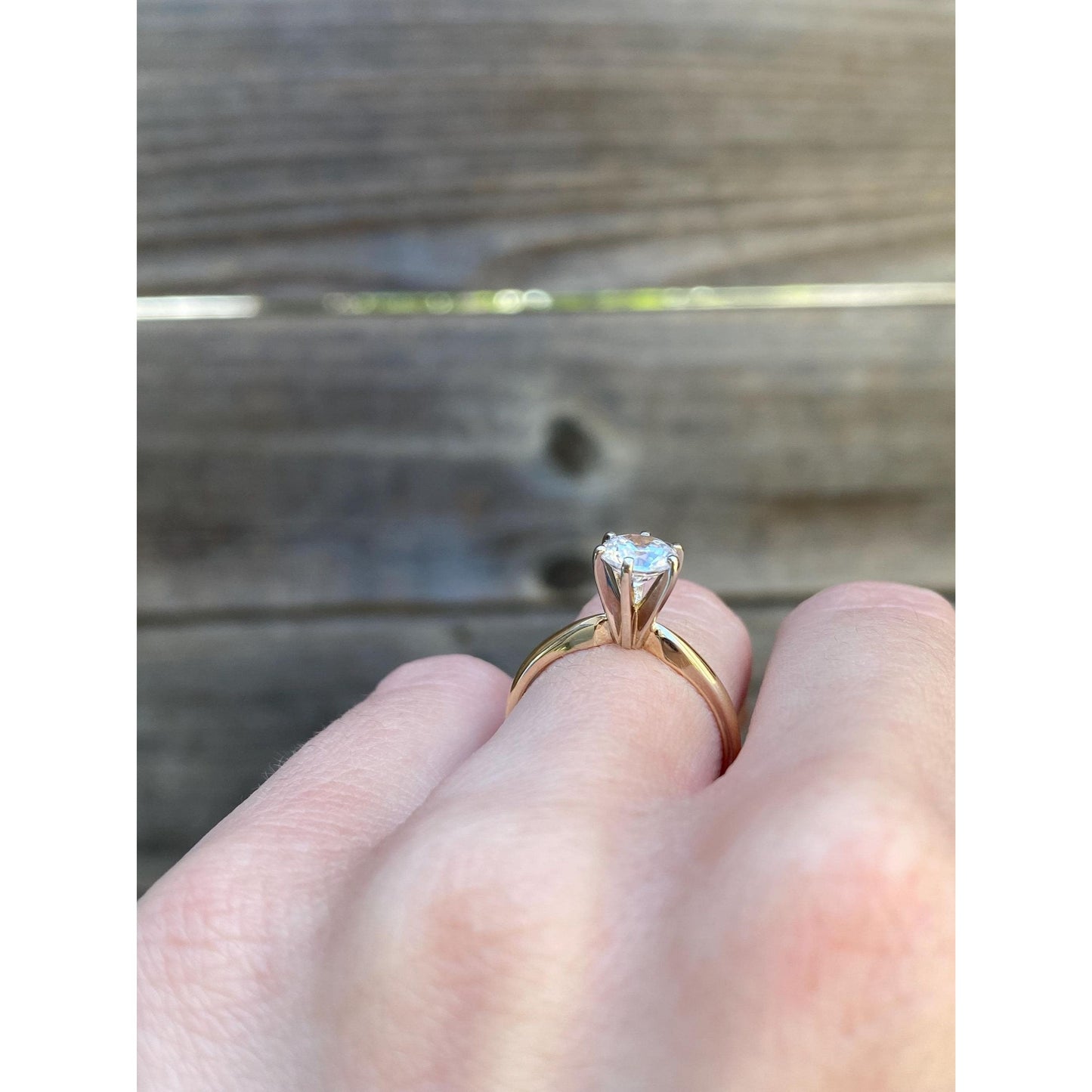 Solid 14k Yellow Gold Cubic Zirconia Solitaire Ring - Size 5.75