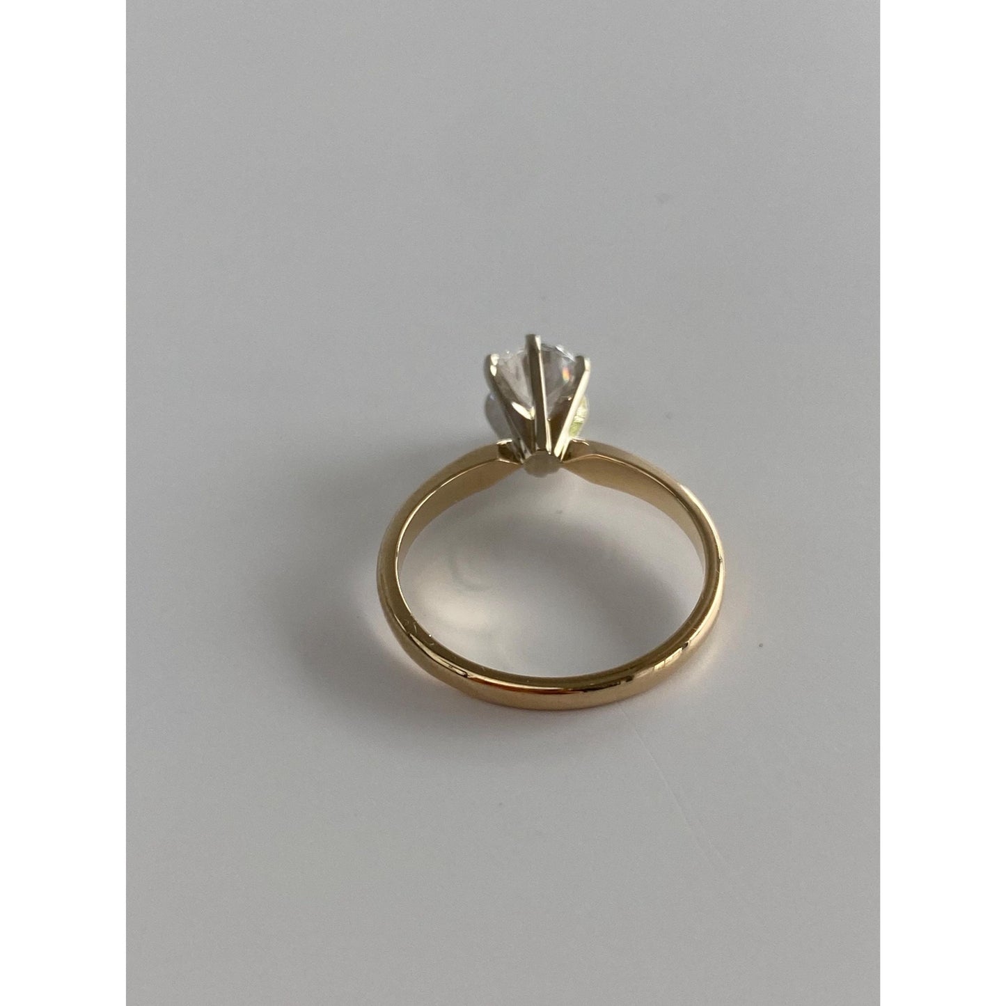 Solid 14k Yellow Gold Cubic Zirconia Solitaire Ring - Size 5.75