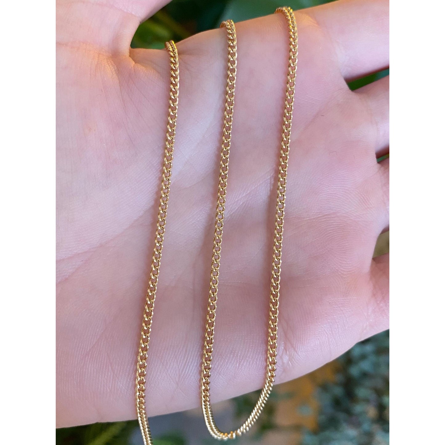 Vintage Solid 14k Yellow Gold Long Curb Chain Necklace - 25 inches