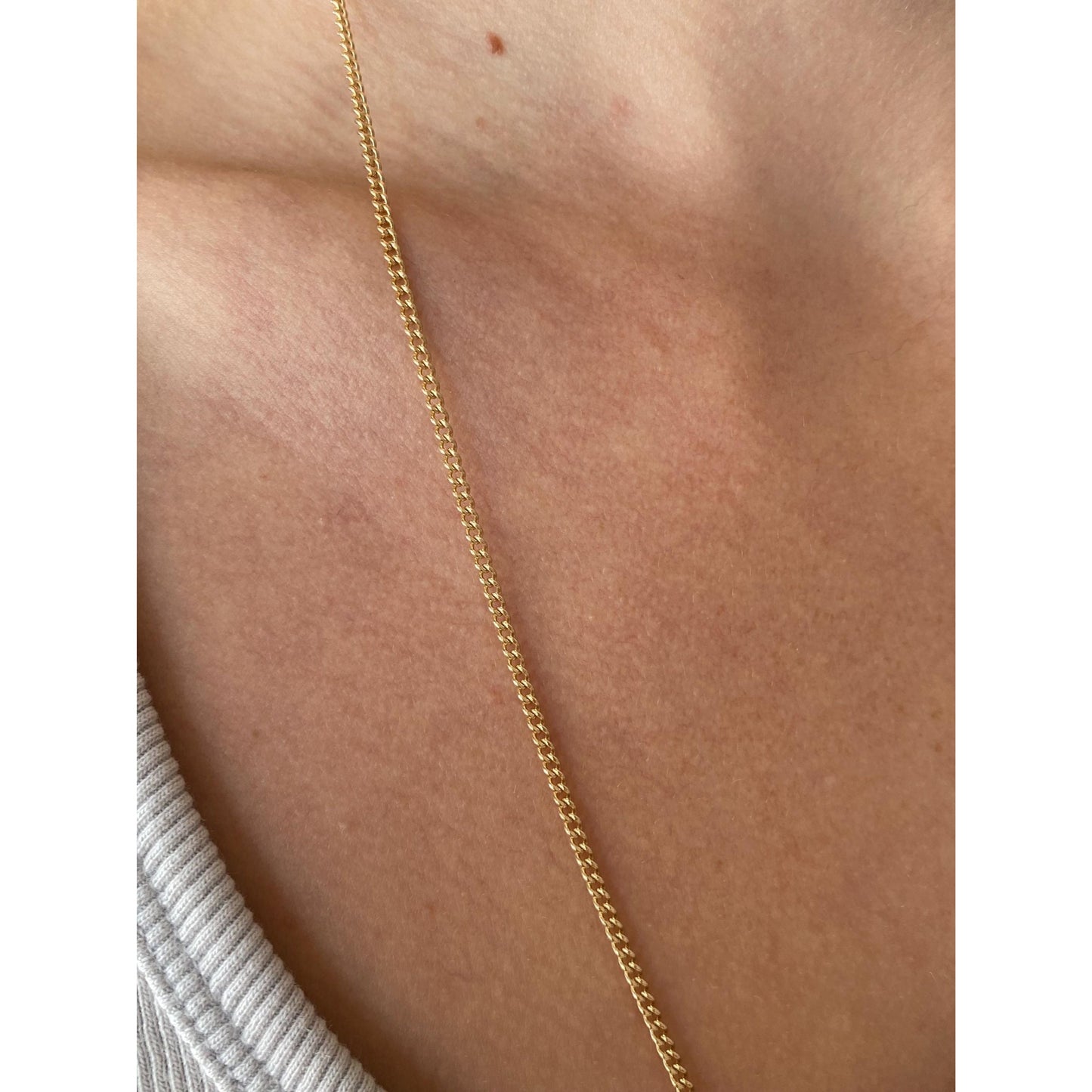 Vintage Solid 14k Yellow Gold Long Curb Chain Necklace - 25 inches