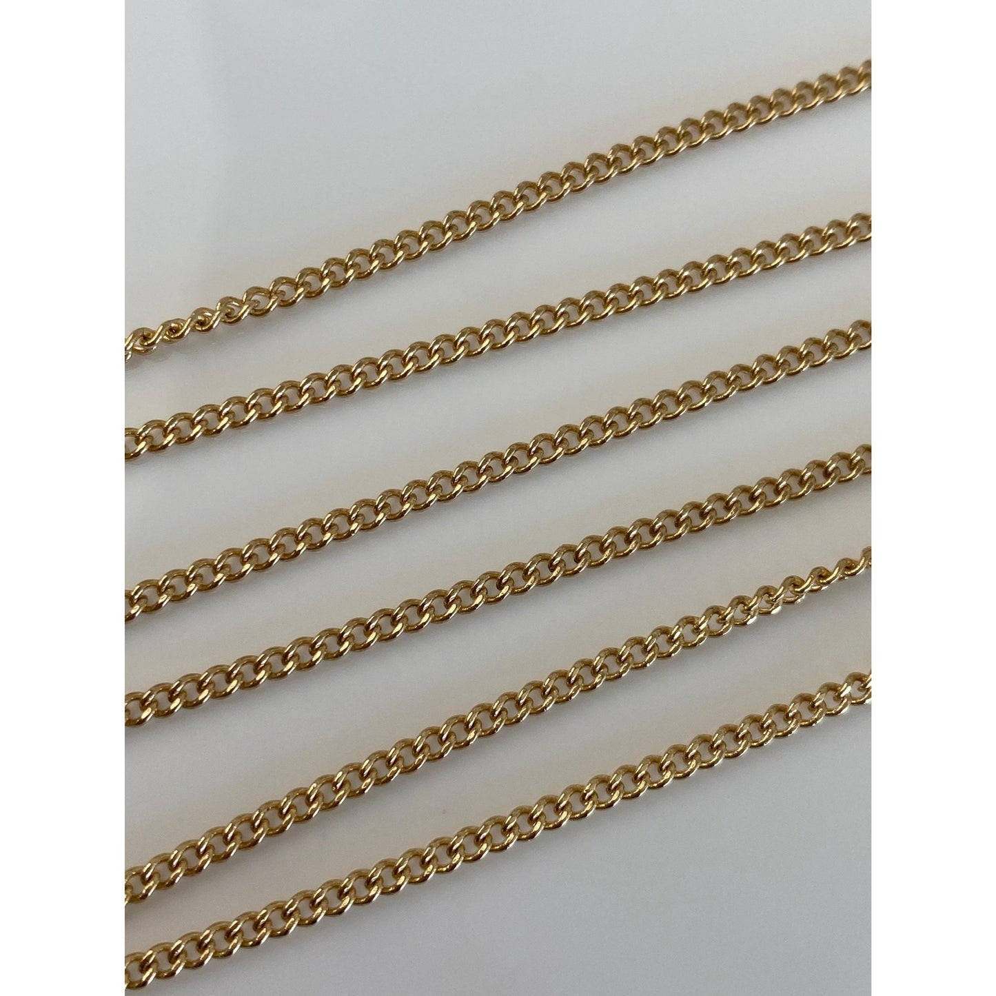 Vintage Solid 14k Yellow Gold Long Curb Chain Necklace - 25 inches