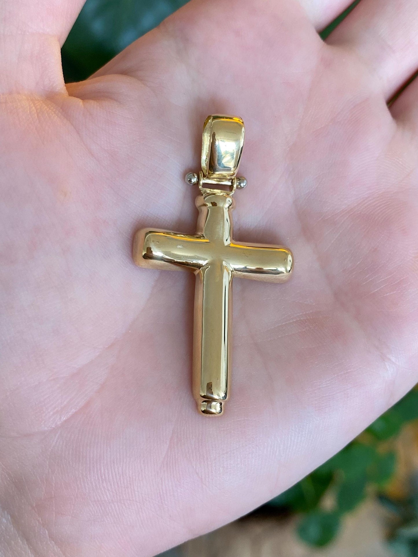 Vintage Solid 18k Yellow Gold Hinged Cross Charm