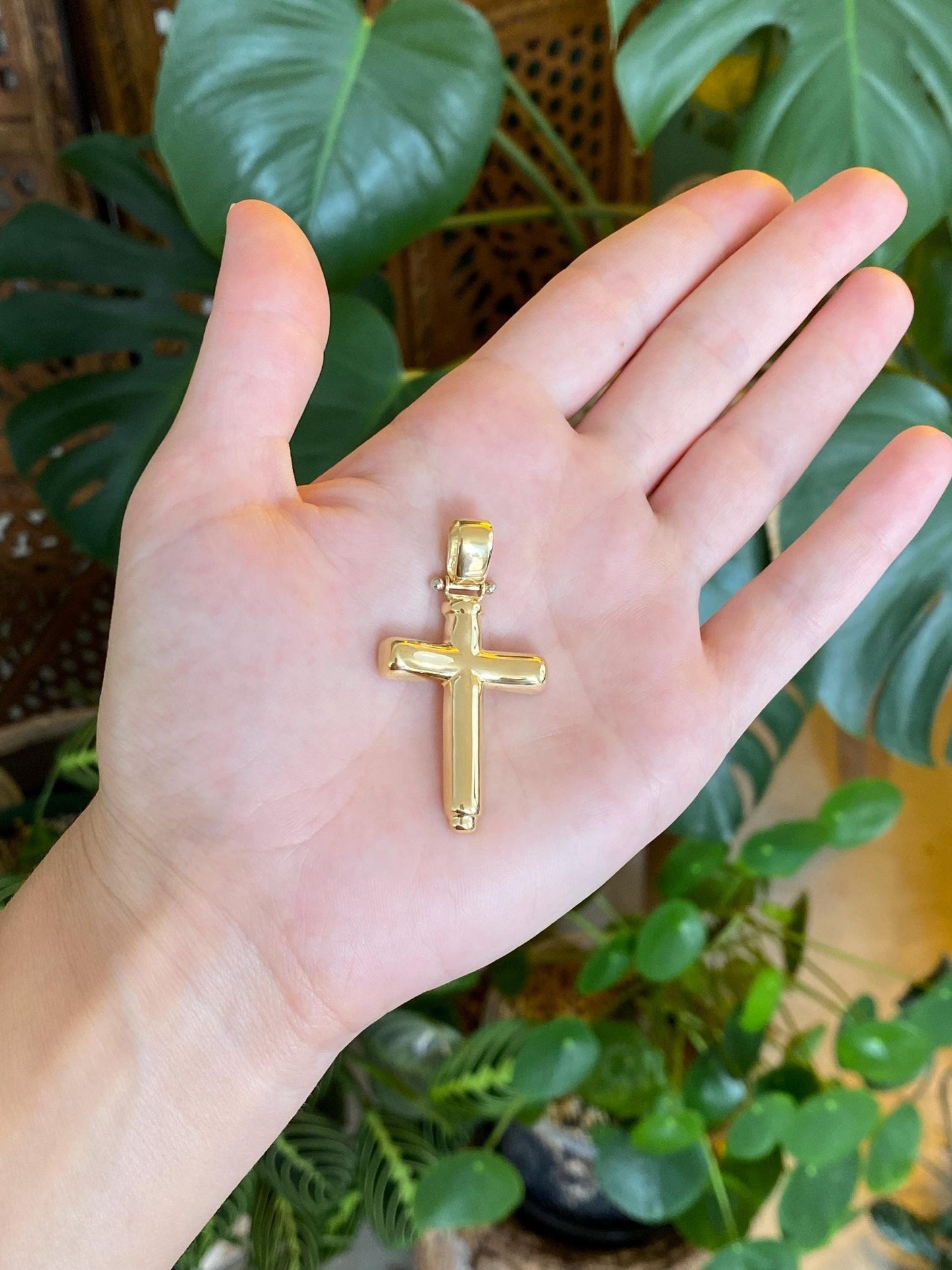 Vintage Solid 18k Yellow Gold Hinged Cross Charm