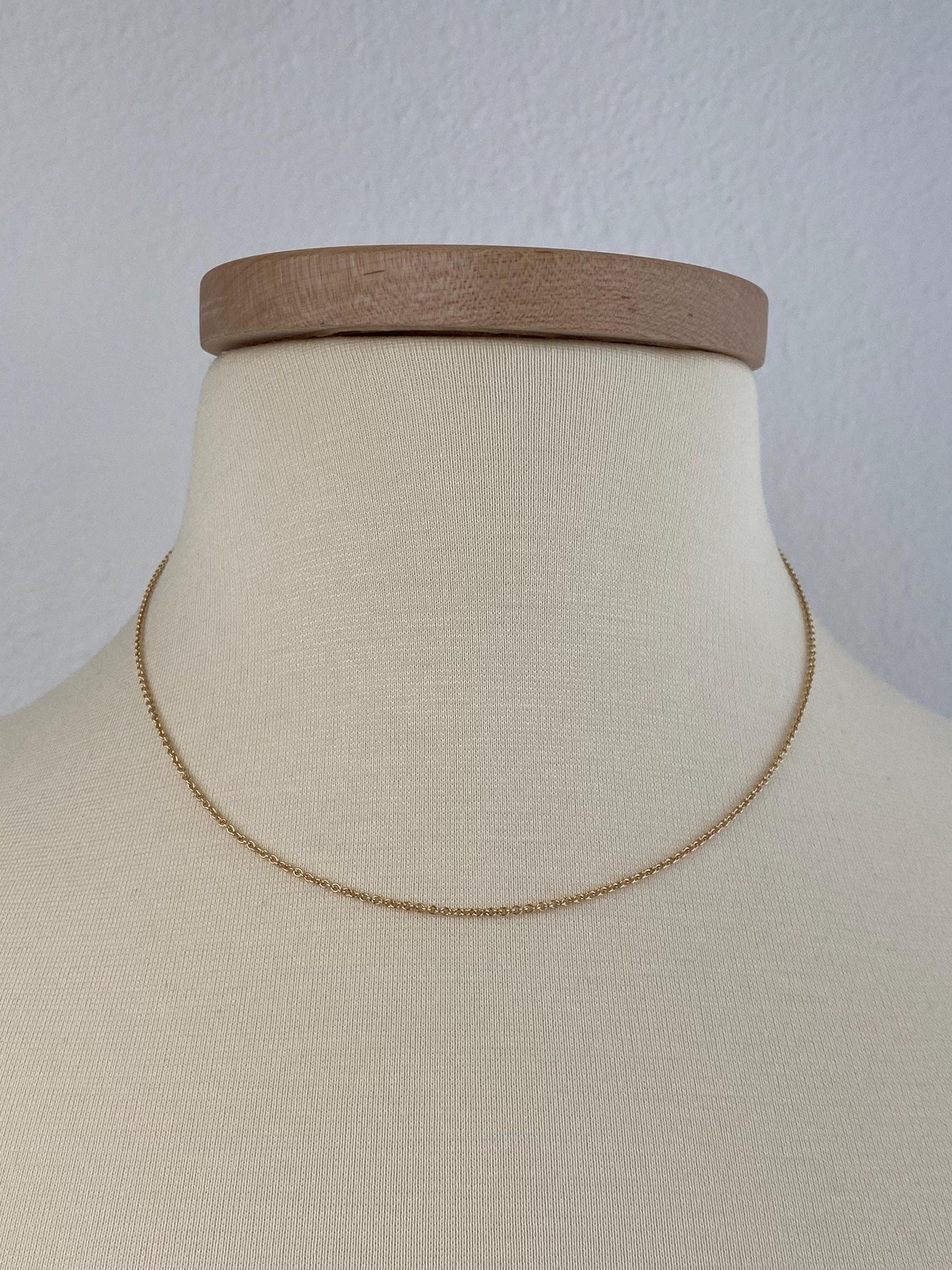 Vintage Solid 14k Yellow Gold Rolo Chain Necklace - 17 inches