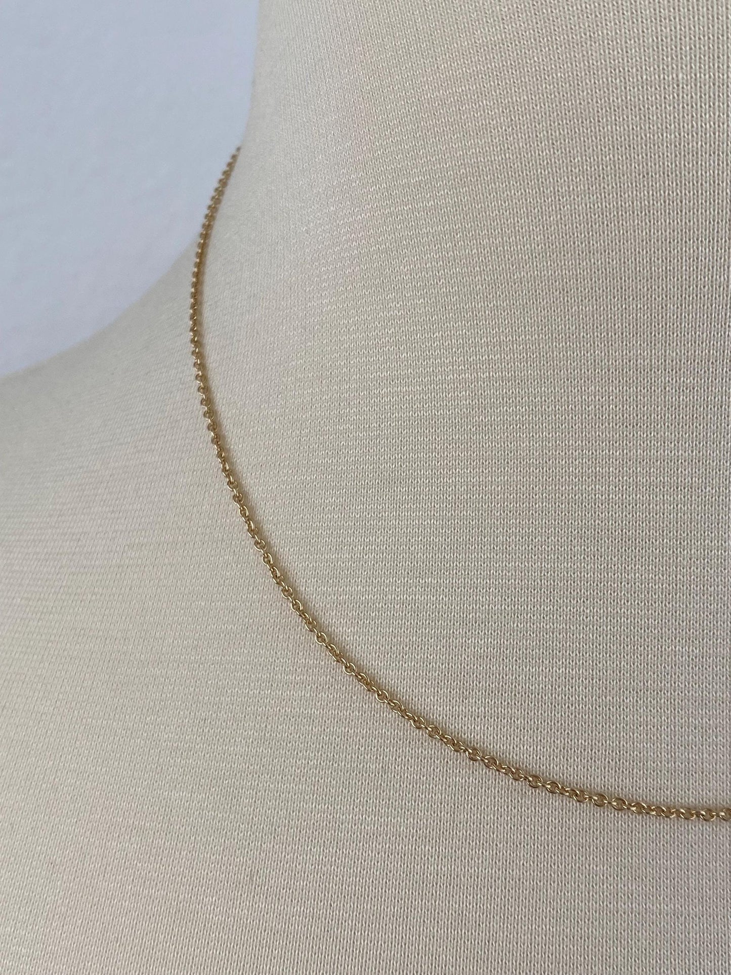 Vintage Solid 14k Yellow Gold Rolo Chain Necklace - 17 inches