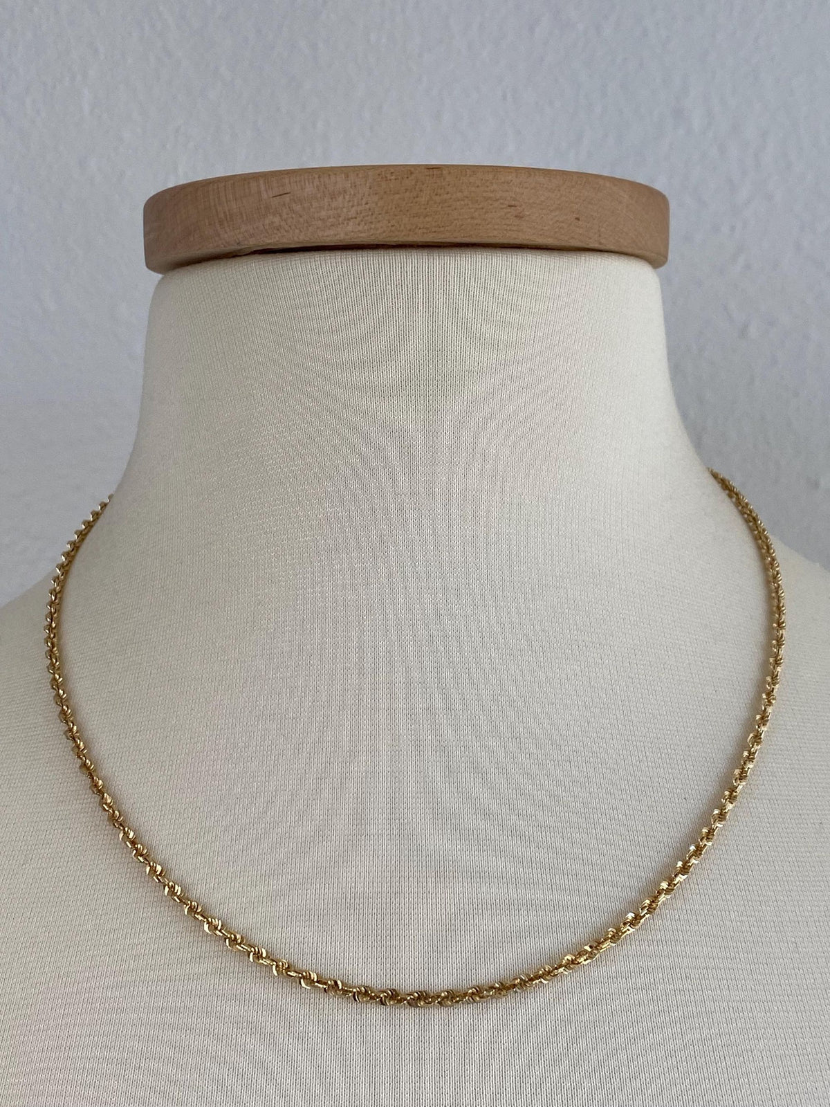 Vintage Solid 14k Yellow Gold Rope Chain Necklace - 20 inches