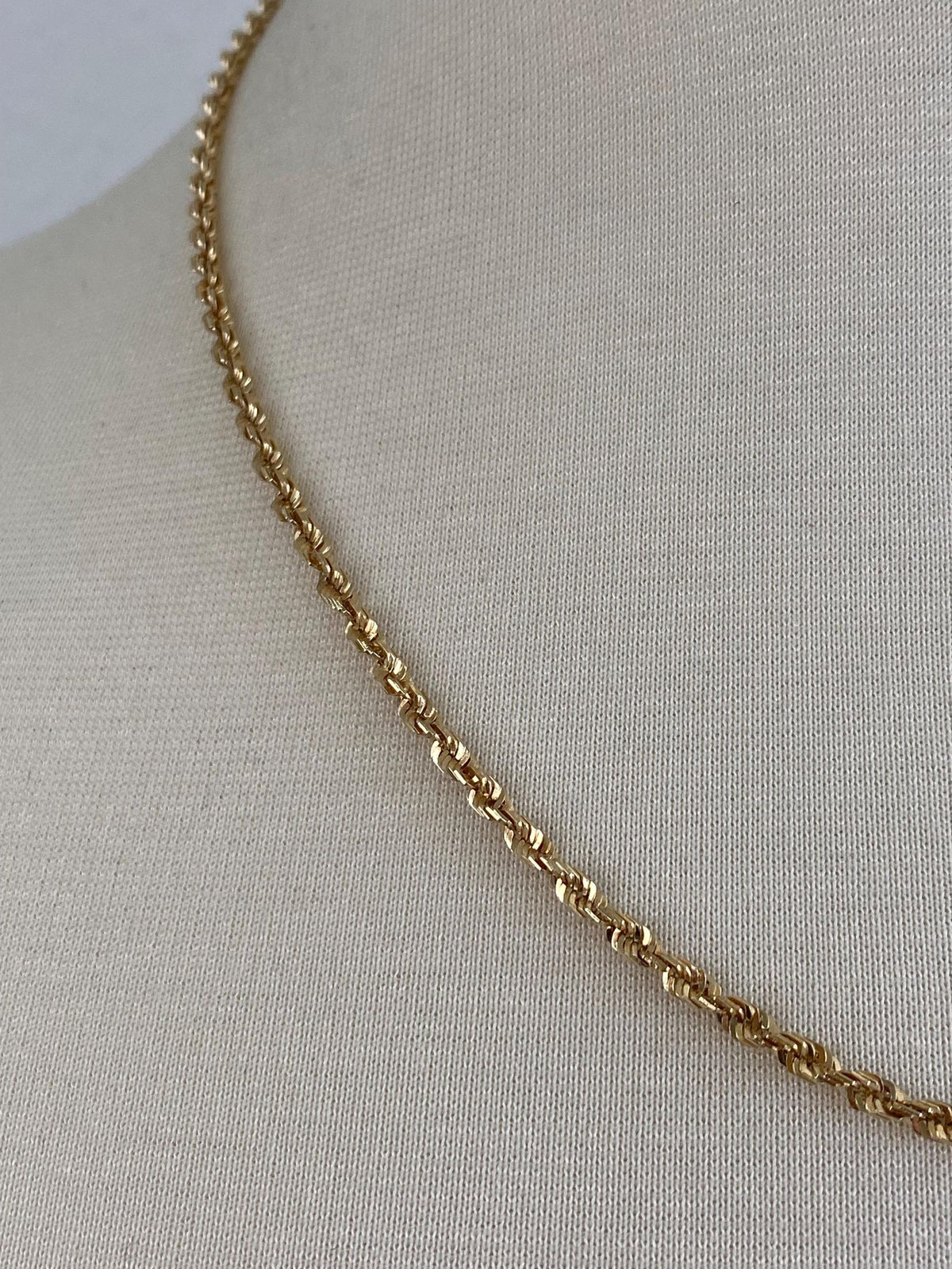 Vintage Solid 14k Yellow Gold Rope Chain Necklace - 20 inches