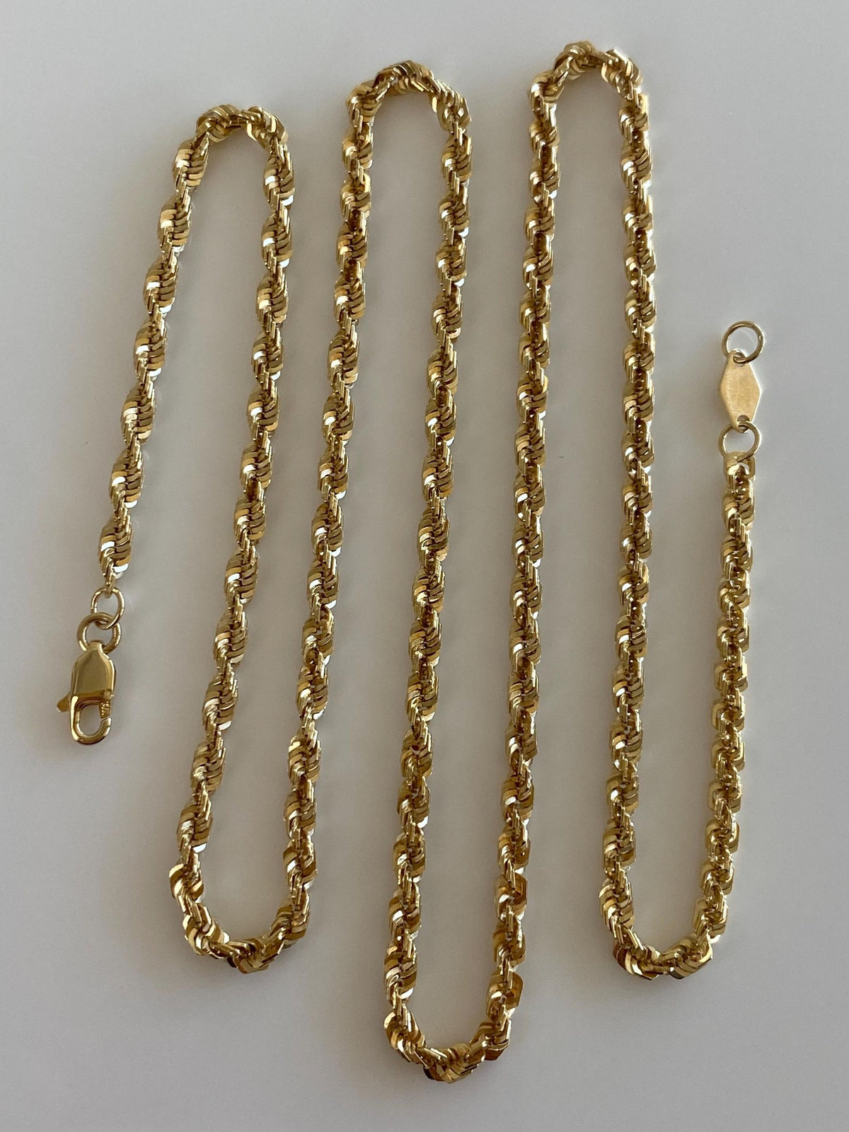 Vintage Solid 14k Yellow Gold Rope Chain Necklace - 20 inches