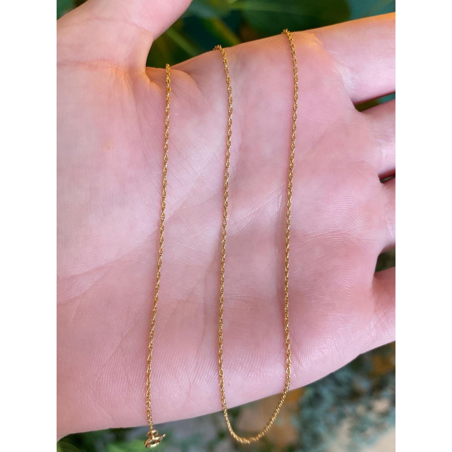 Vintage Solid 14k Yellow Gold Dainty Chain Necklace - 16 inches