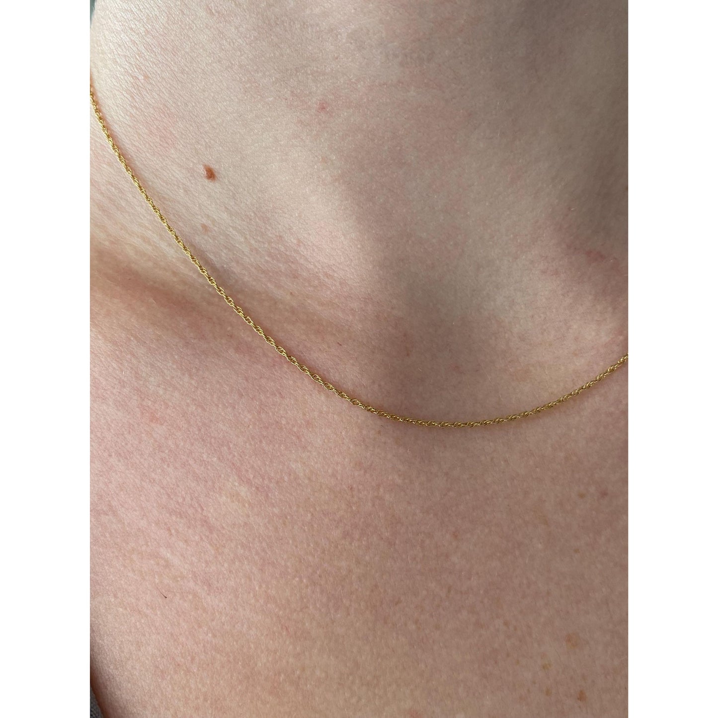 Vintage Solid 14k Yellow Gold Dainty Chain Necklace - 16 inches