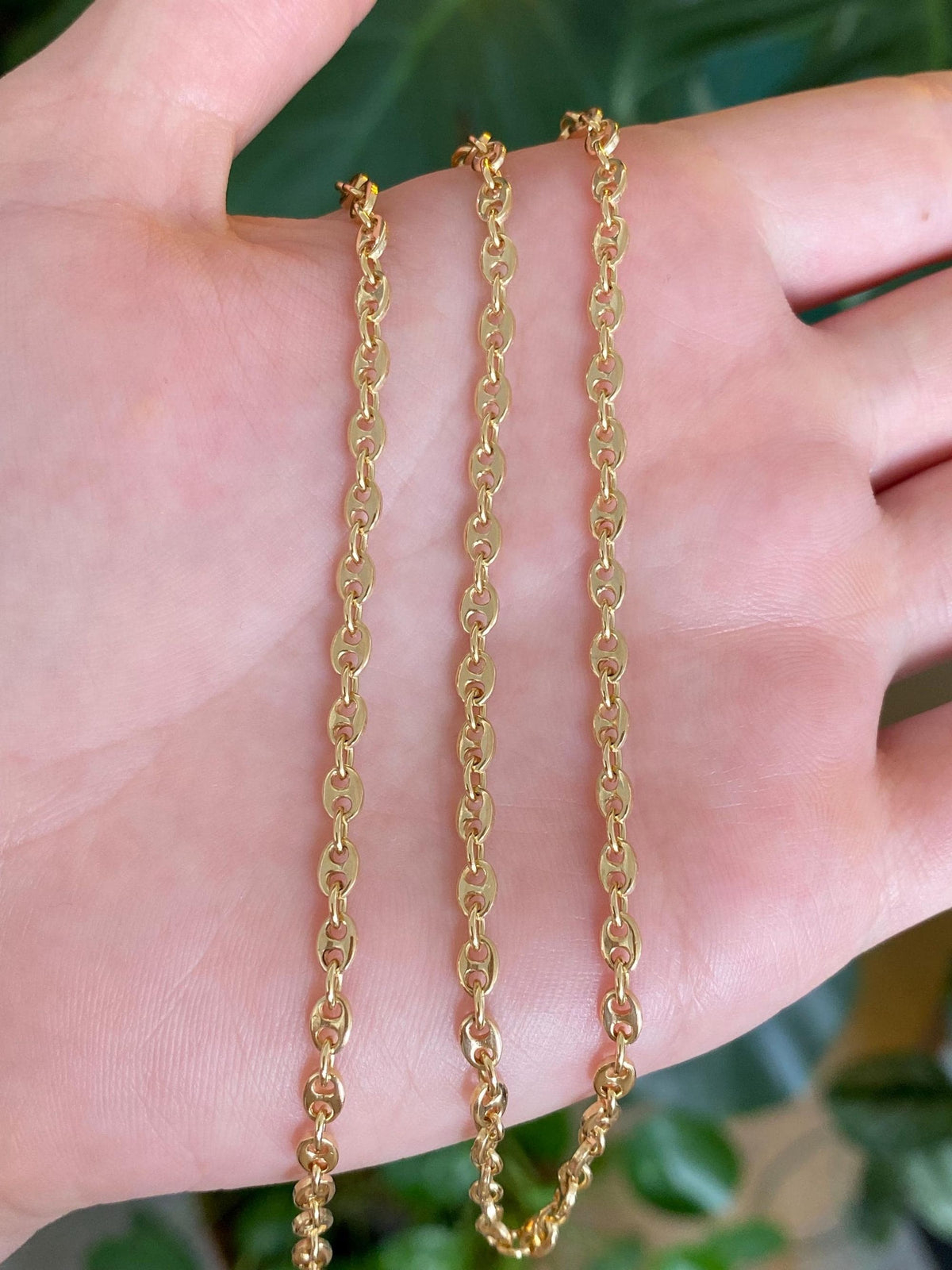 Vintage Solid 18k Yellow Gold Mariner Link Chain Necklace - 16 inches