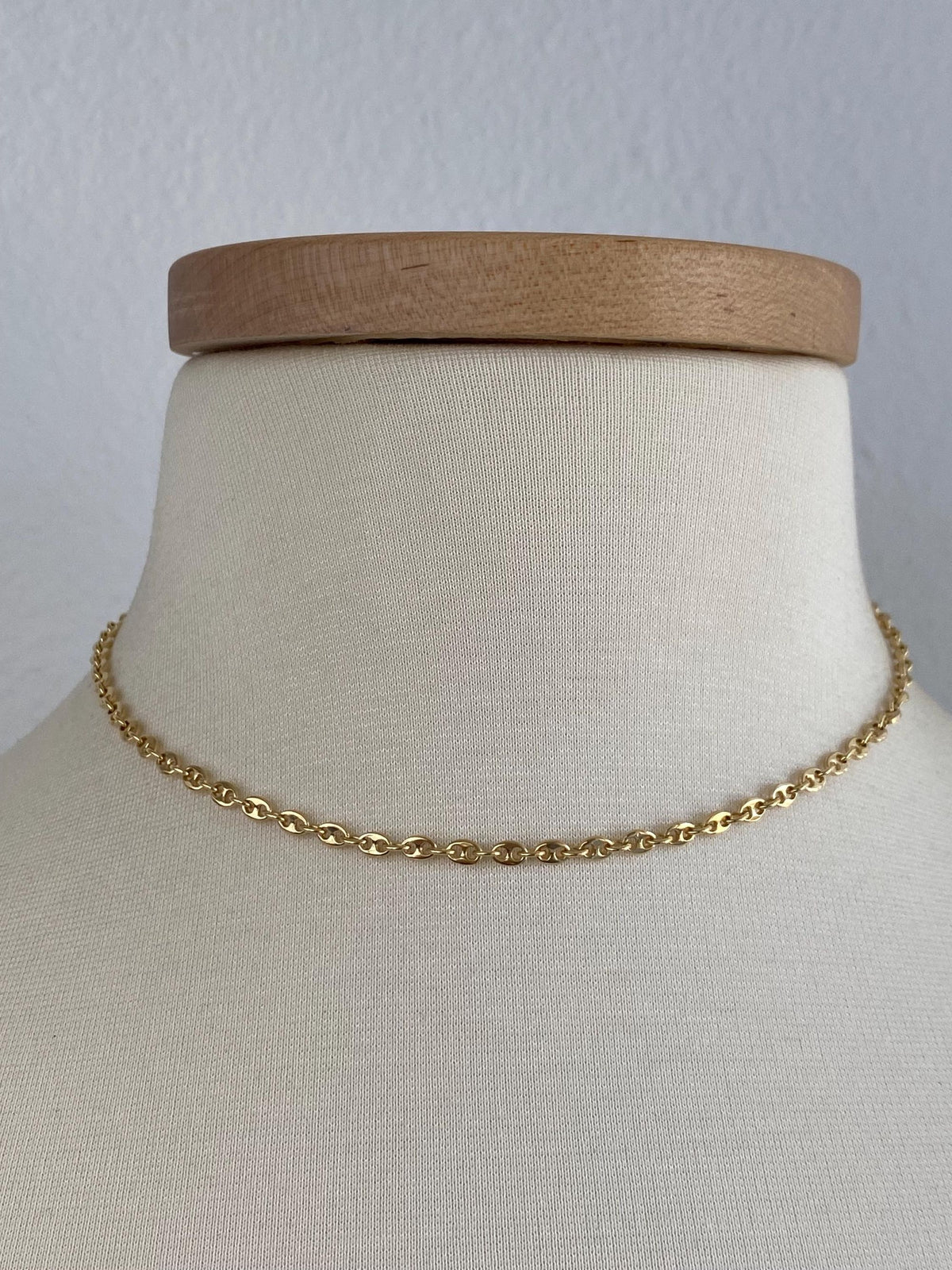 Vintage Solid 18k Yellow Gold Mariner Link Chain Necklace - 16 inches