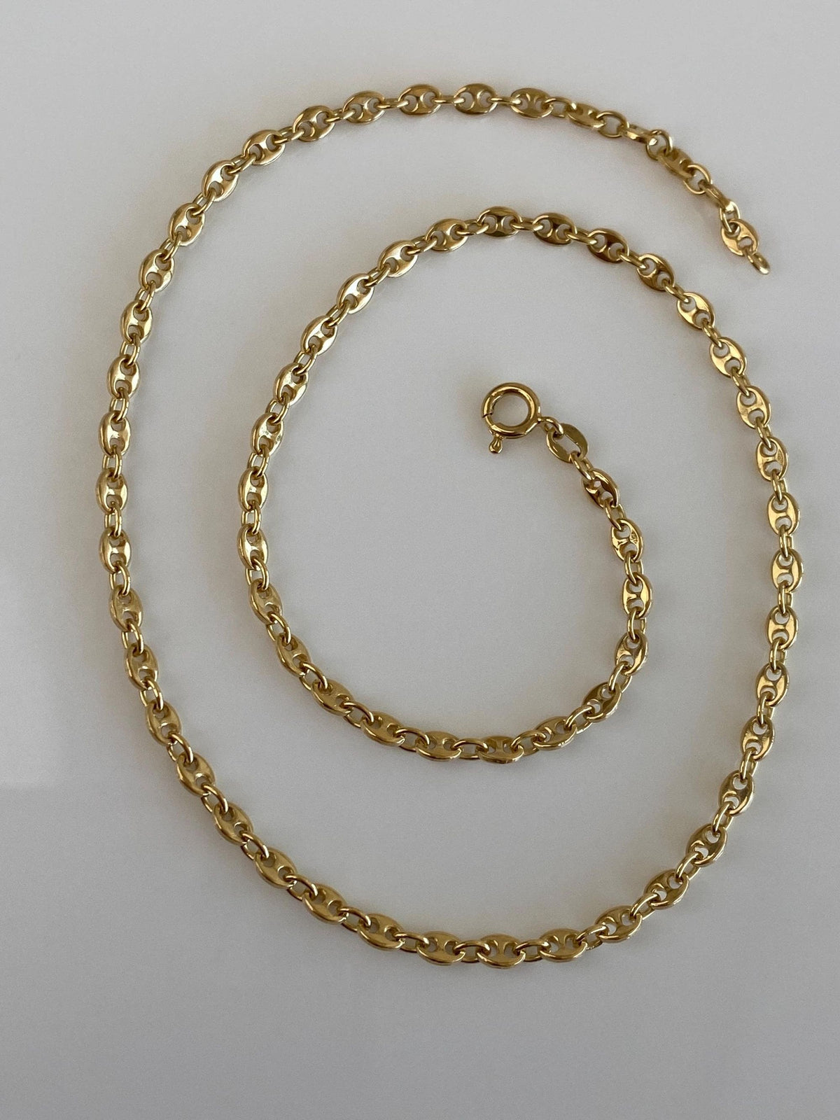 Vintage Solid 18k Yellow Gold Mariner Link Chain Necklace - 16 inches