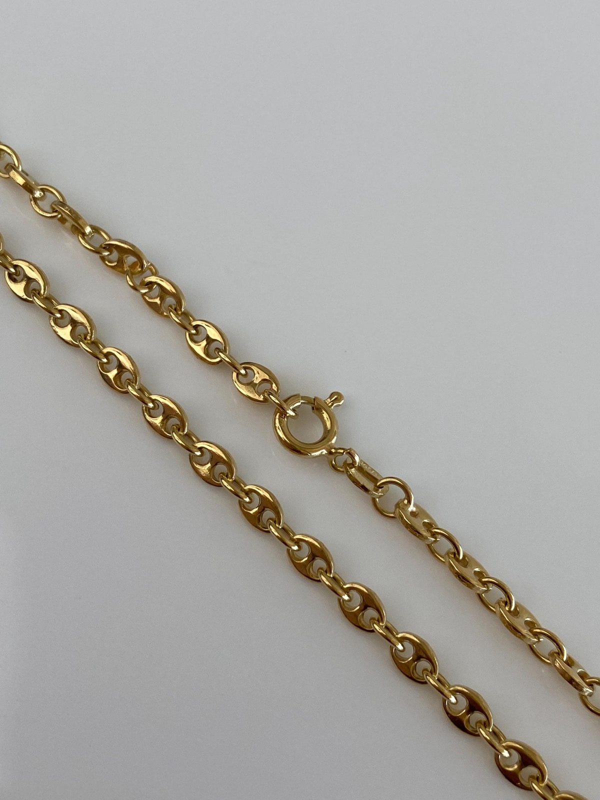 Vintage Solid 18k Yellow Gold Mariner Link Chain Necklace - 16 inches